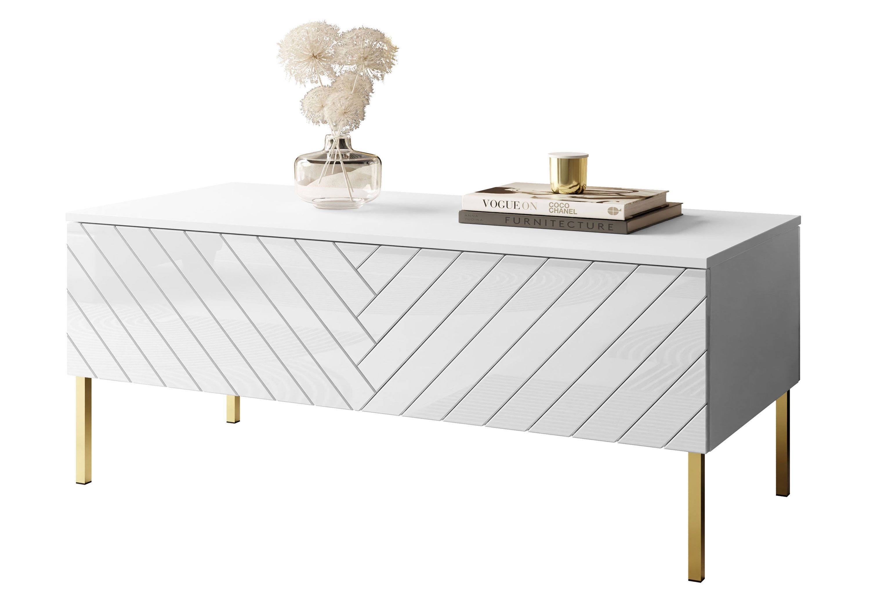 Lookway Couchtisch SANTILE auf goldenen Beinen, Breite: 120 cm