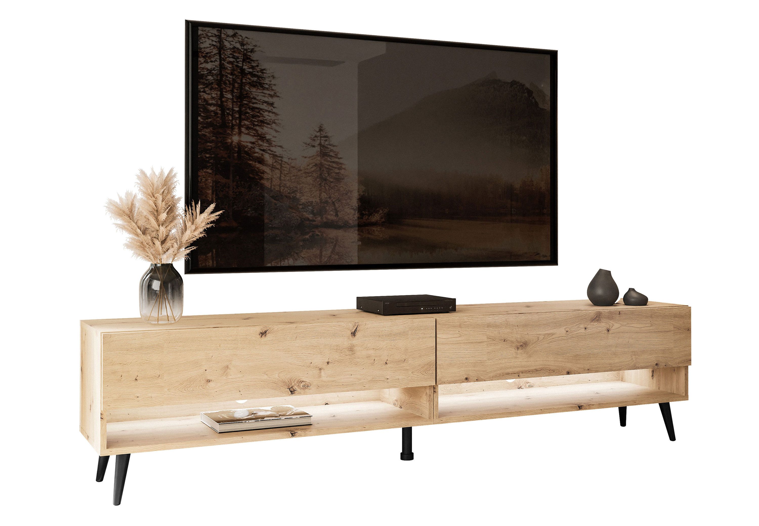 Lookway Lowboard CALANTE LOFT 180 cm RTV Schrank auf Beinen mit LED-Beleuchtung