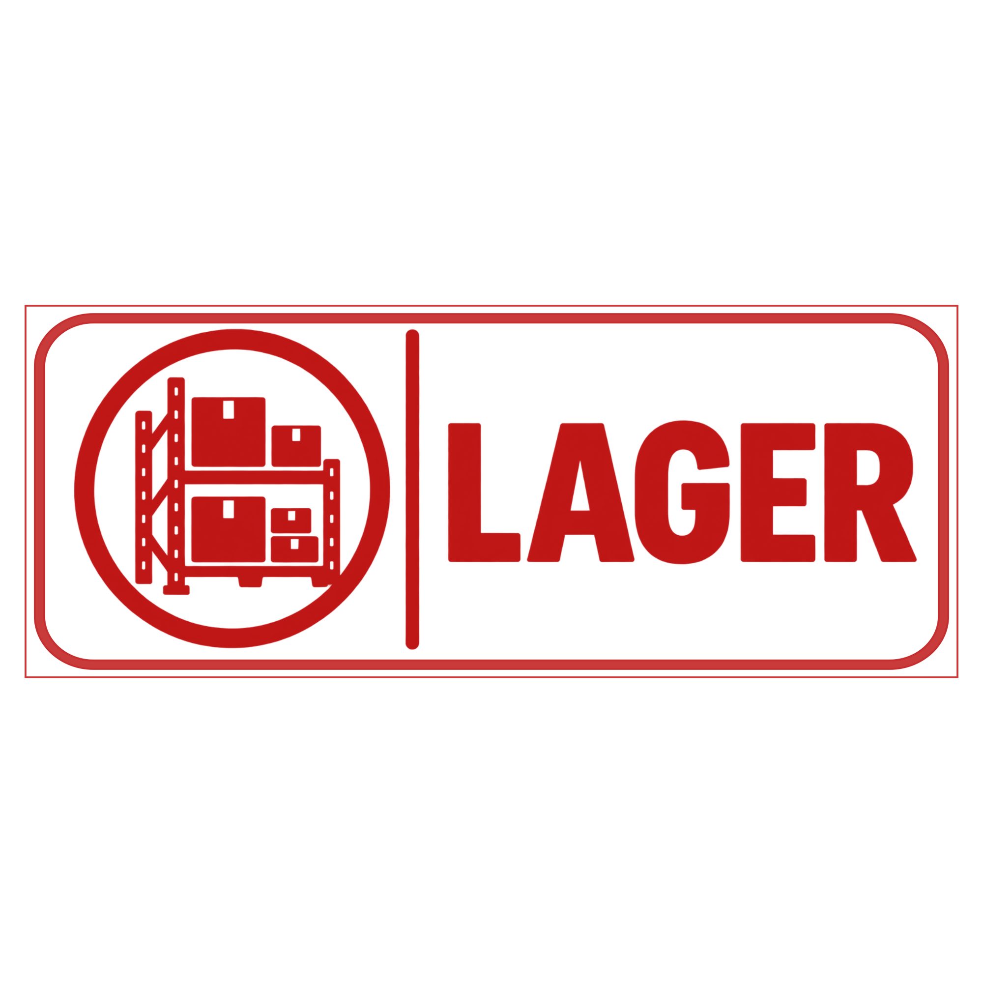 Nomiro Hinweisschild NOMIRO Hinweisschild Türschild Lager 15x6 cm - Kunststoff weiß rot, (1 St), selbstklebend, lasergraviert