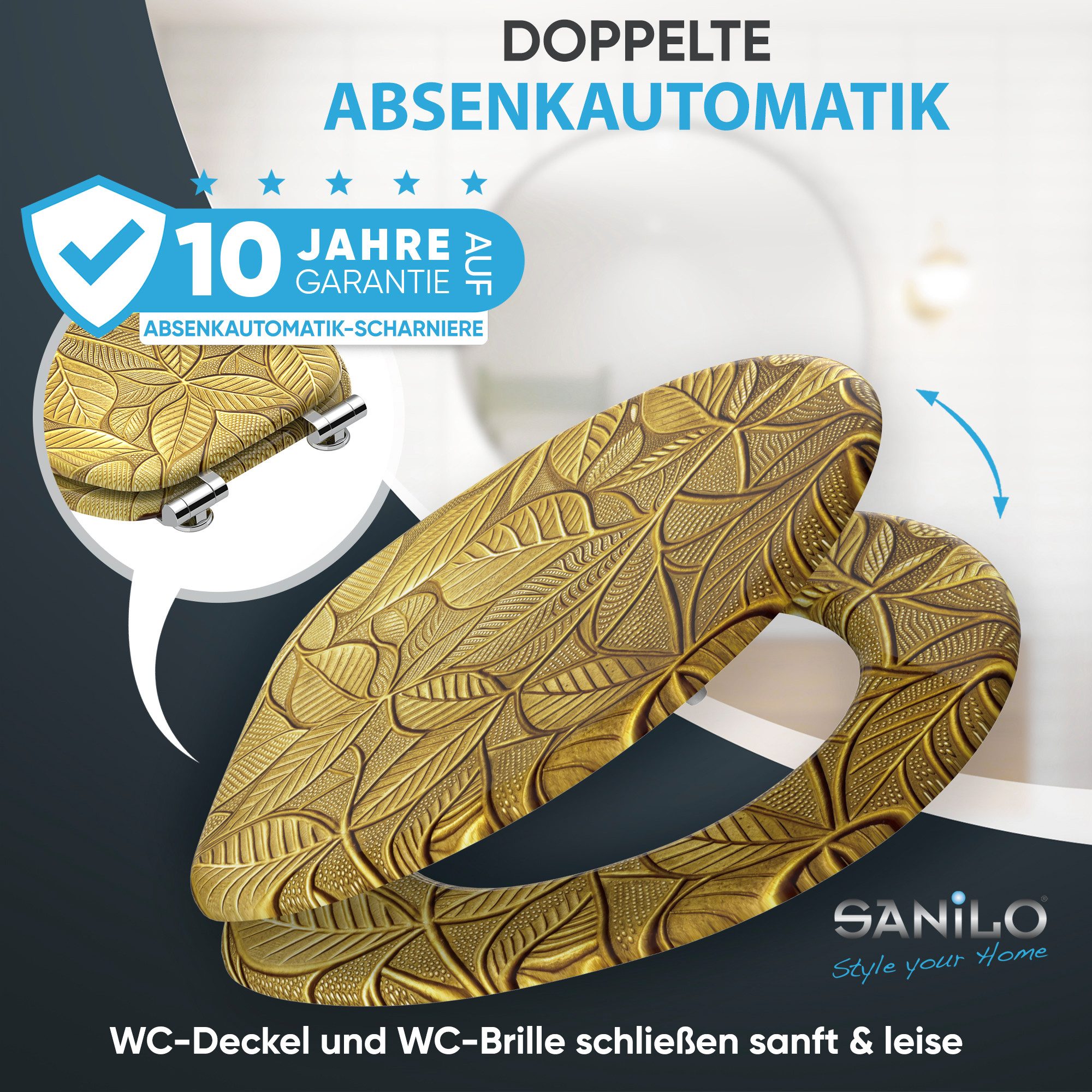 Sanilo WC-Sitz Bractea, mit Absenkautomatik, hochwertig & modern, universell, leichte Montage