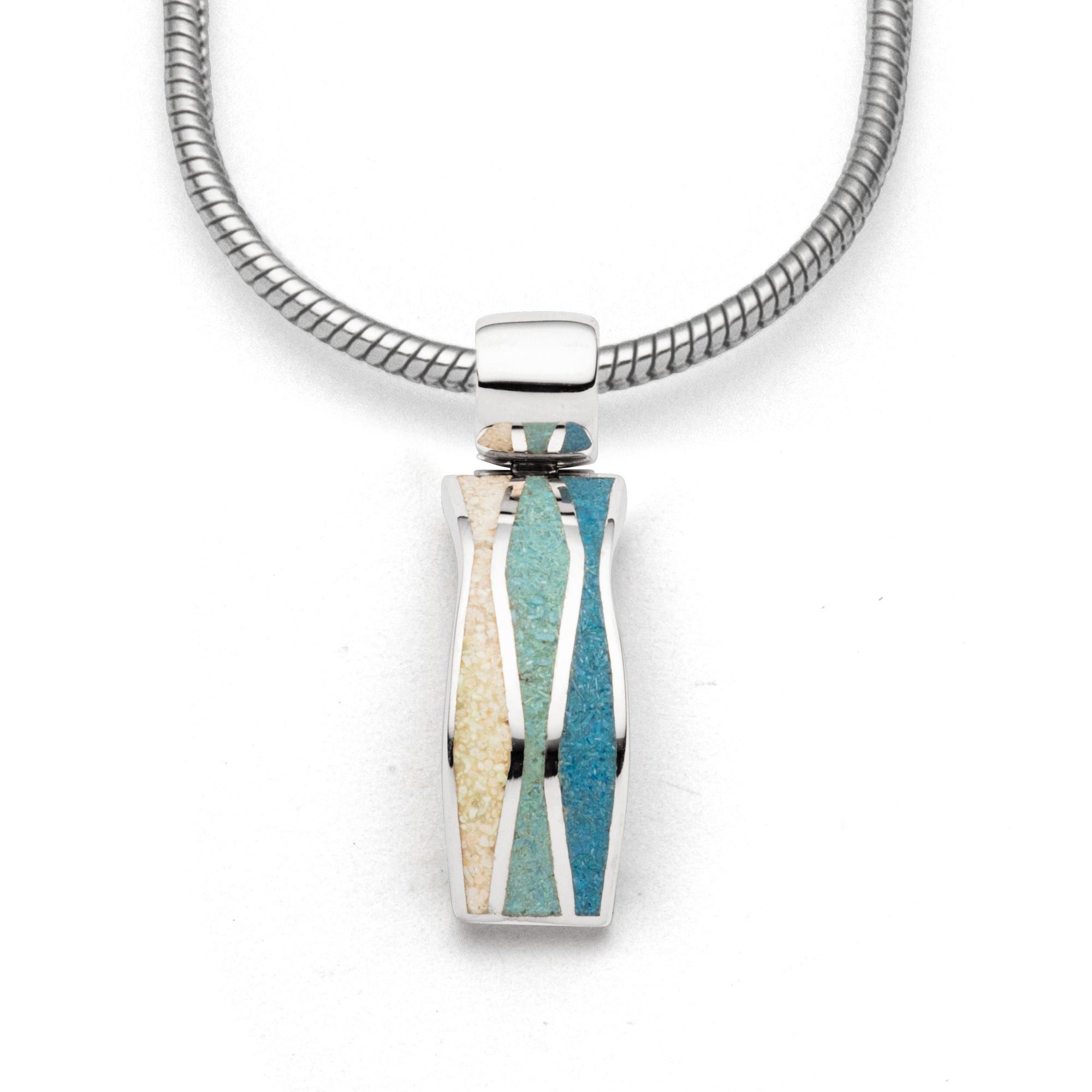 DUR Kettenanhänger DUR Schmuck: Anhänger "Welle 2.0" mit Strandsand und blauem Steinsand
