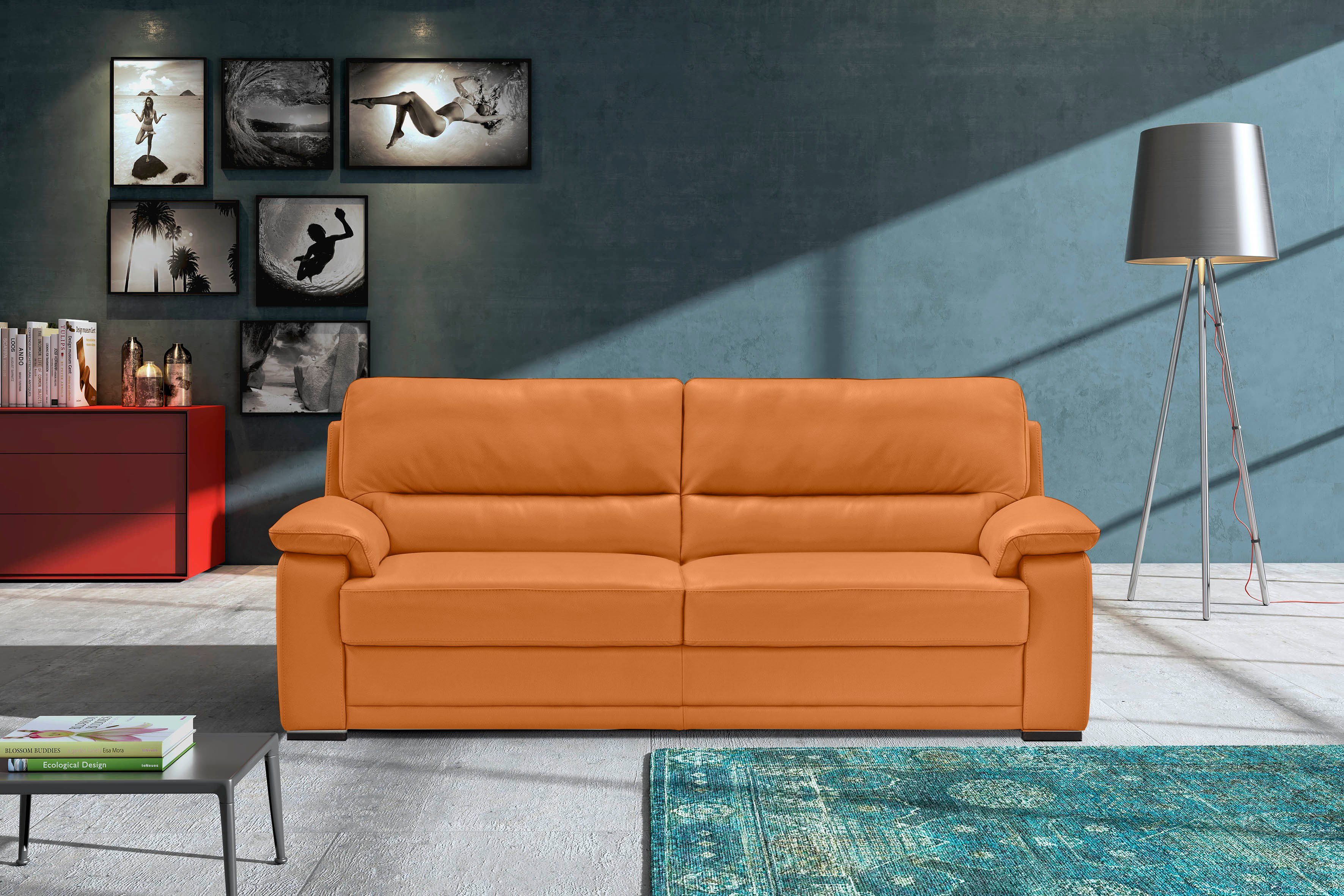 Egoitaliano 2,5-Sitzer Doris, modernes Designersofa, Ledersofa mit erstklassiger Sitzqualität, edle Detailverarbeitung, perfekte Polsterung, aus hochwertigem Leder