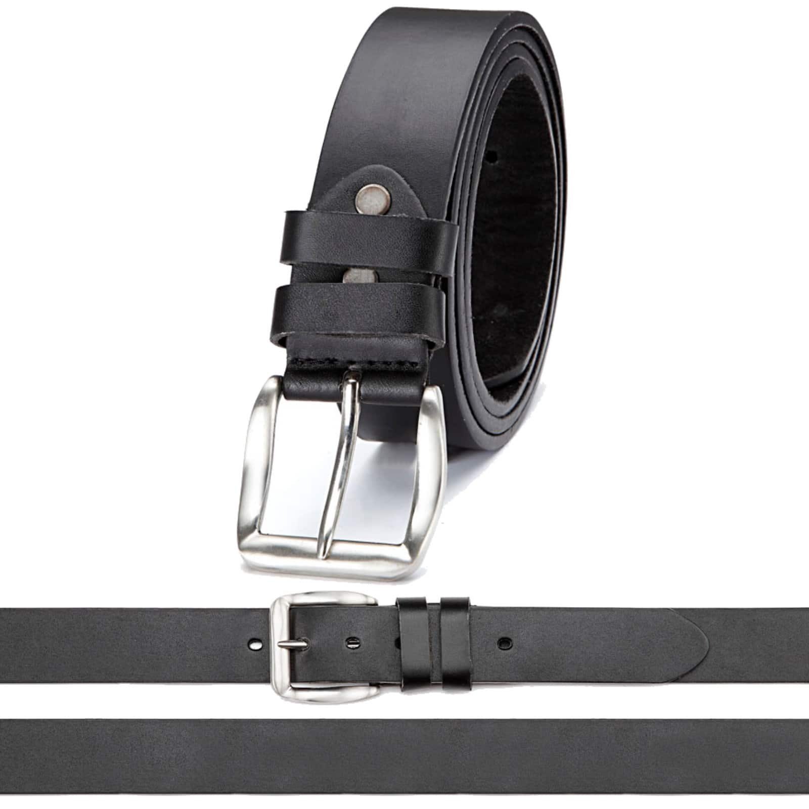 Anzug Ledergürtel BEZLIT Gürtel Doppelschlaufe, Dornschließe klassischen Herren Jeans Design, mit im mit Schwarz