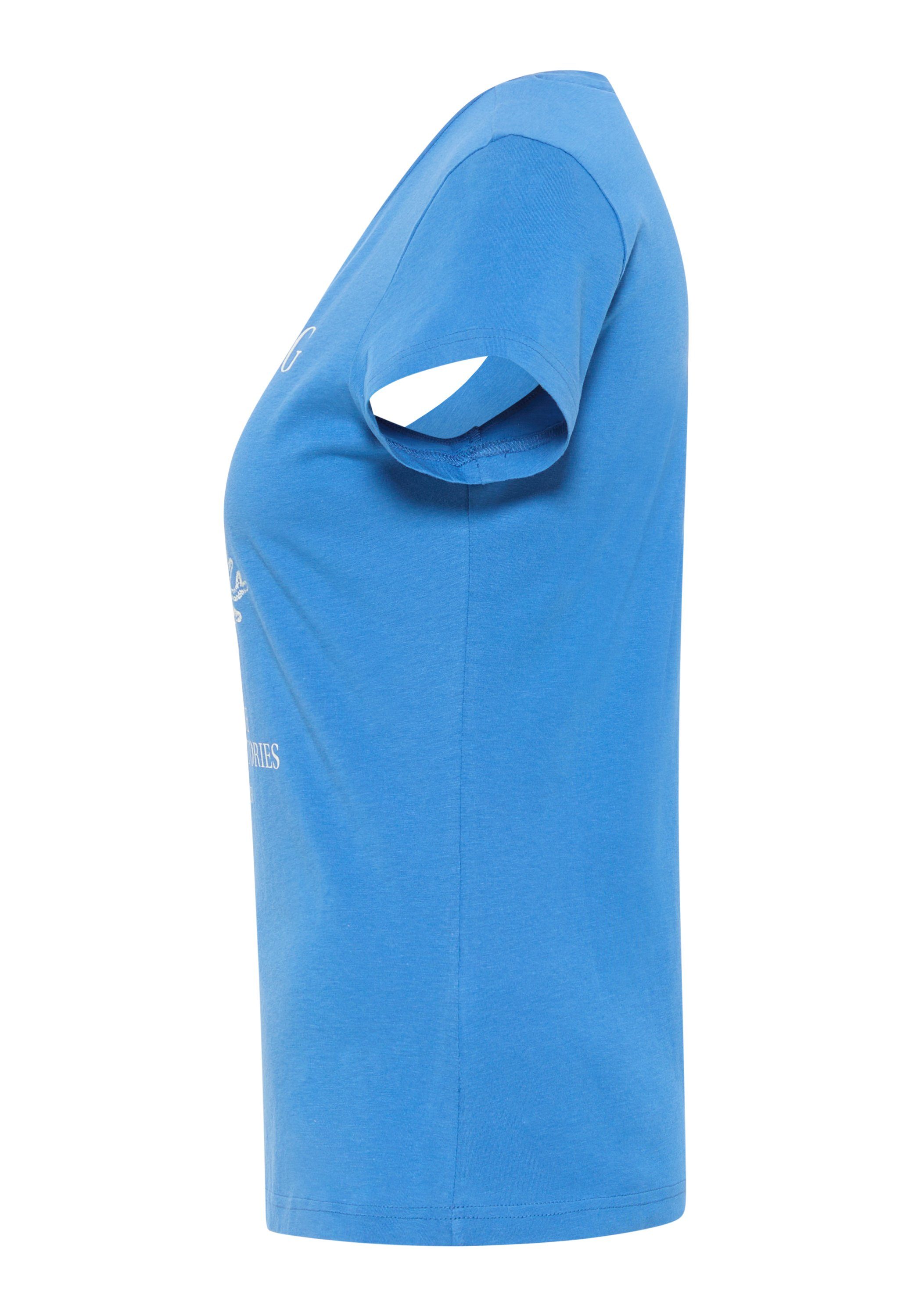 MUSTANG Kurzarmshirt Mustang T-Shirt blau Print-Shirt