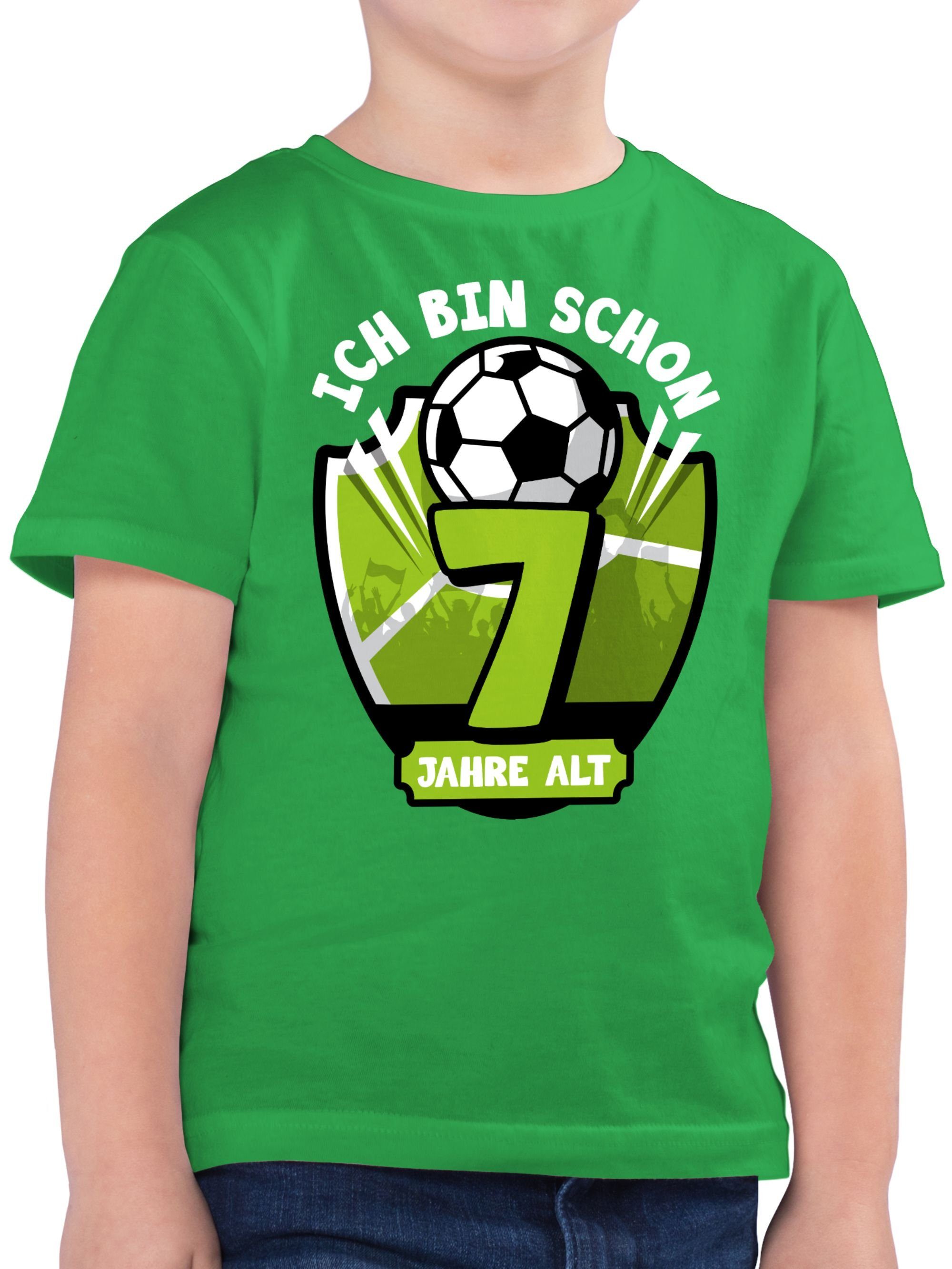 Jahre Geburtstag alt Ich 7. 2 Fußball Grün T-Shirt bin sieben Shirtracer schon