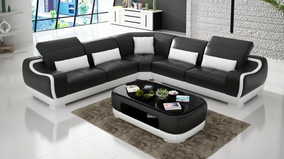 Ecksofa Ledersofa Modern Sofa Design JVmoebel Couch Eck Wohnlandschaft Ecksofa,