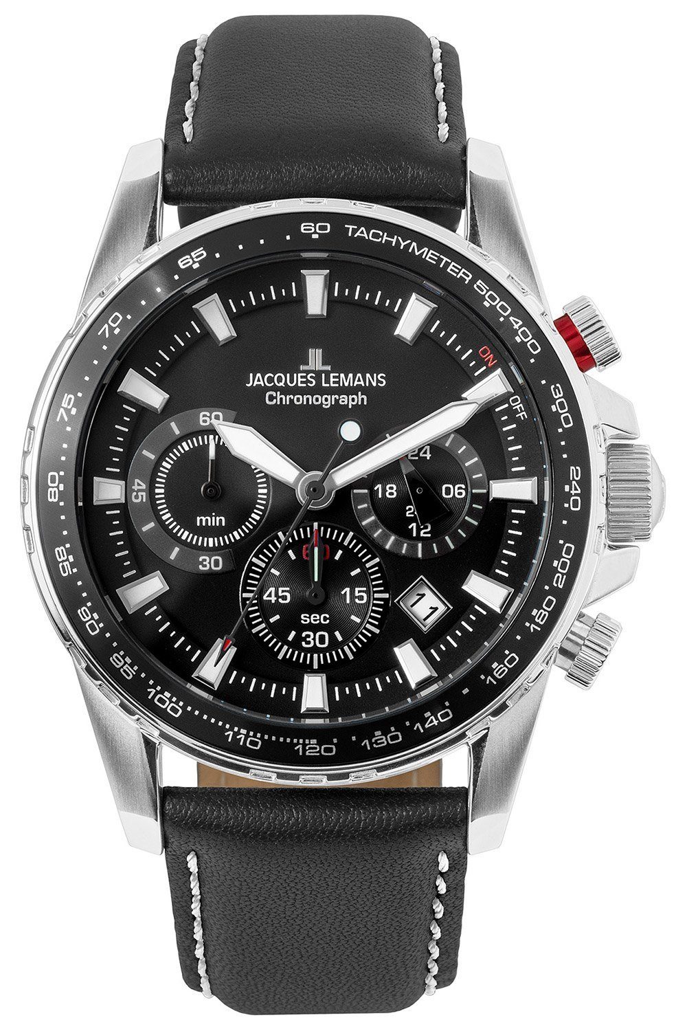 Jacques Lemans Chronograph Liverpool Quarzuhr Schwarz