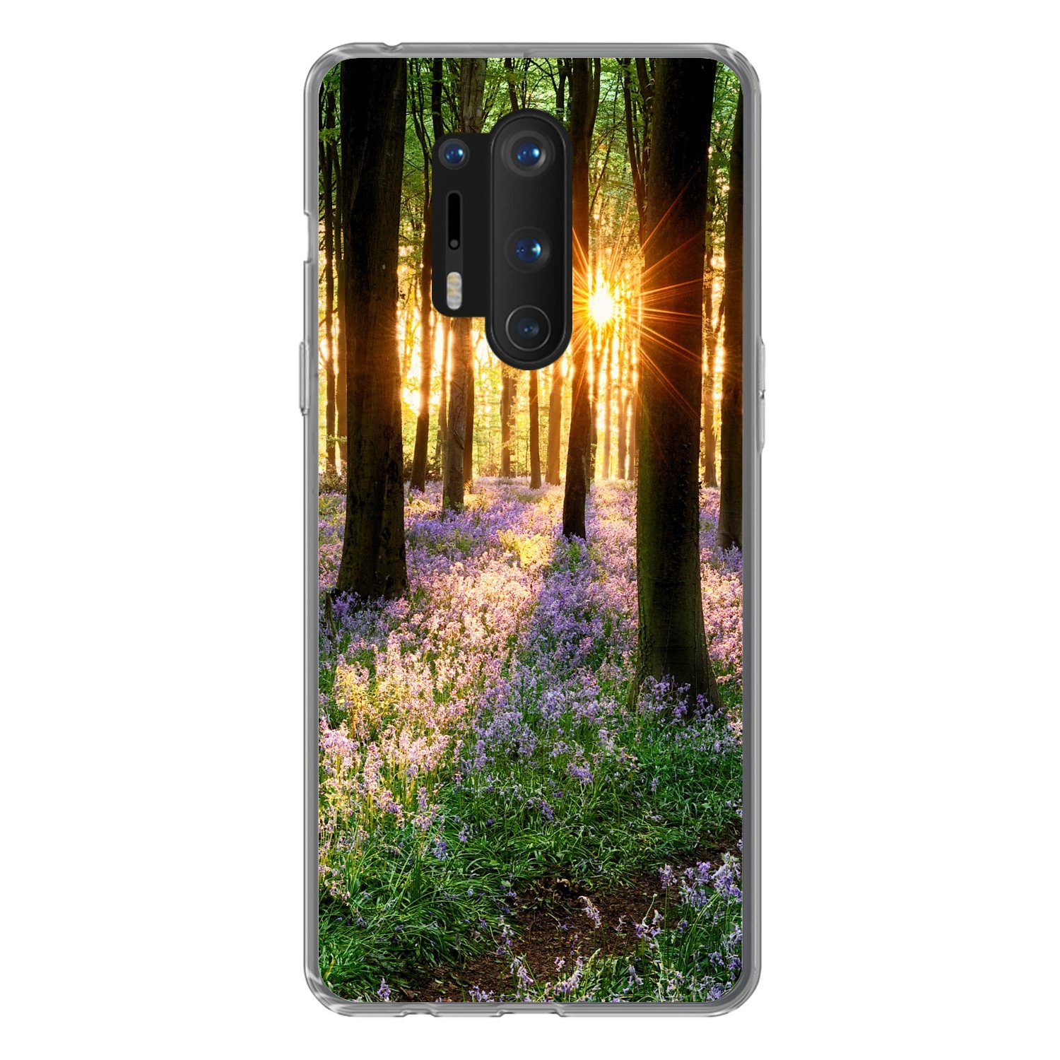 MuchoWow Handyhülle für OnePlus 8 Pro Wald - Blumen - Lavendel - Sonne - Lila - Natur, Phone Case, Silikon, Schutzhülle Dünn