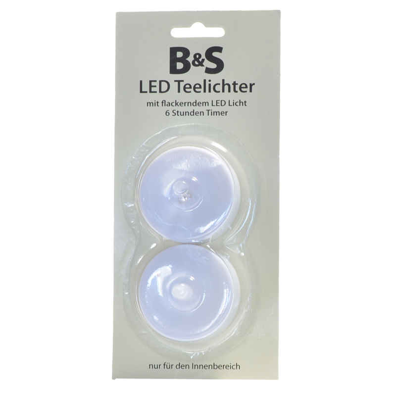 B&S LED-Kerze 2 LED Kerzen Ø 5,5 cm Kunststoff weiß mit Flackereffekt
