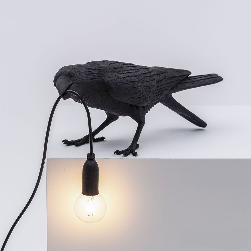 Außen-Tischleuchte Bird Schwarz Seletti LED gebeugt