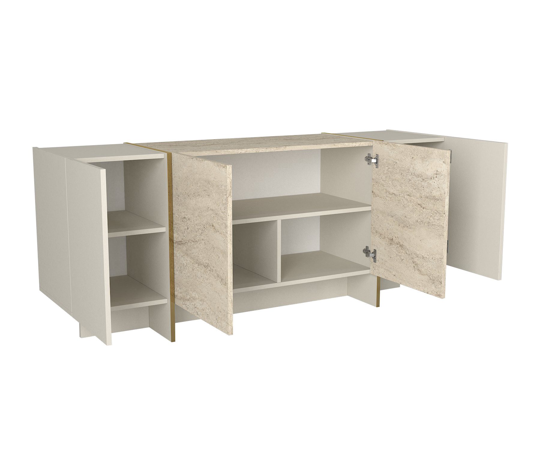 moebel17 Sideboard Veyron in Beige mit Granit Marmor Optik (Einzelmöbel, 1 günstig online kaufen