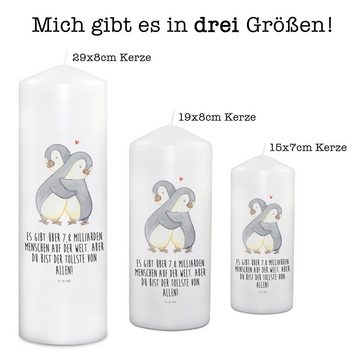 Mr. & Mrs. Panda Formkerze 29 x 8 cm XL Pinguine Kuscheln - Weiß - Geschenk, Geschenk für Frauen (1-tlg), Lange Brenndauer