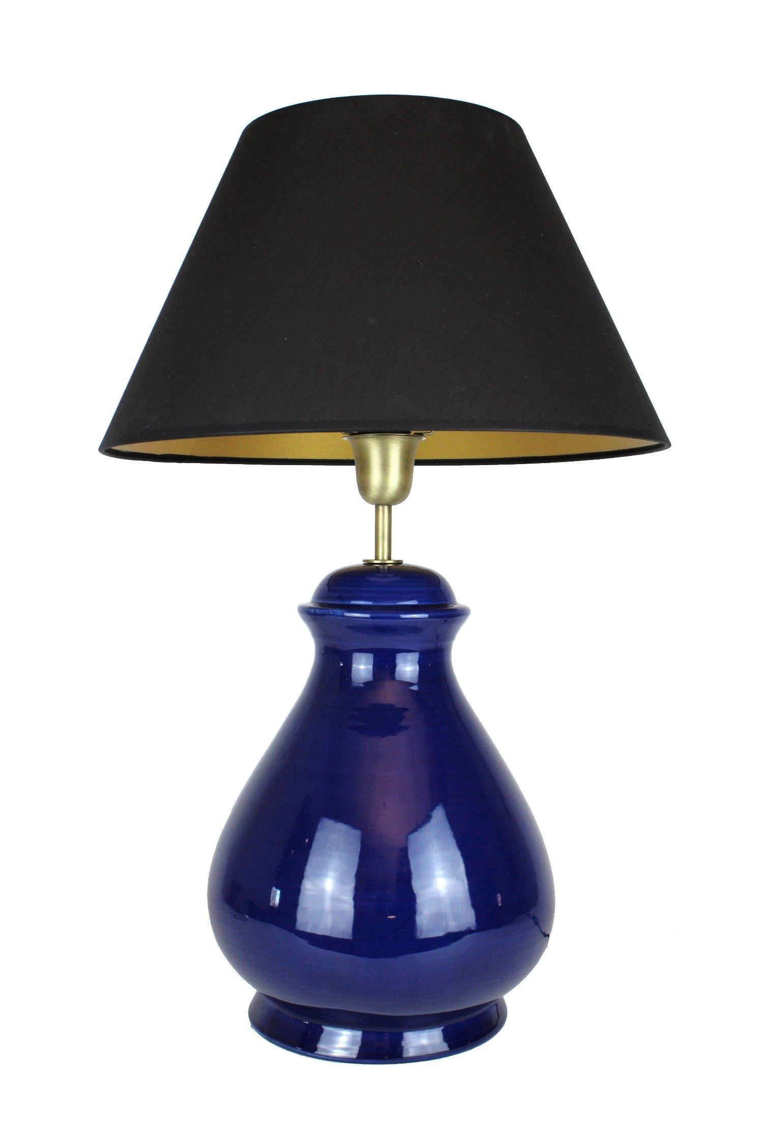 warmweiß, Lampenschirm Nachttischlampe Signature dunkelblau Collection mit schwarz, Keramik Home ohne Leuchtmittel, Nachttischlampe Tischlampe
