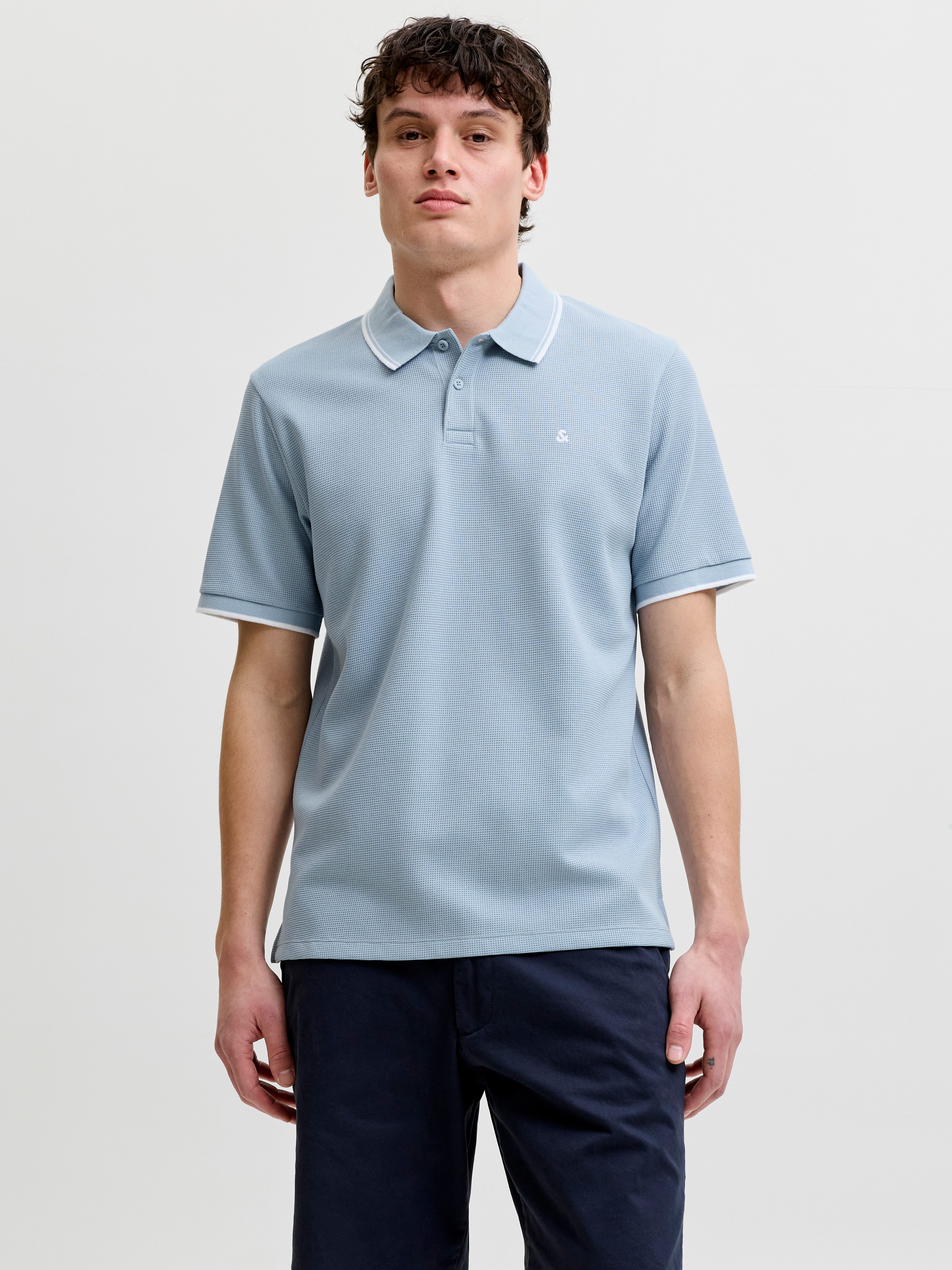 Jack & Jones Poloshirt JJEAUSTIN POLO SS NOOS Materialmix, regular fit