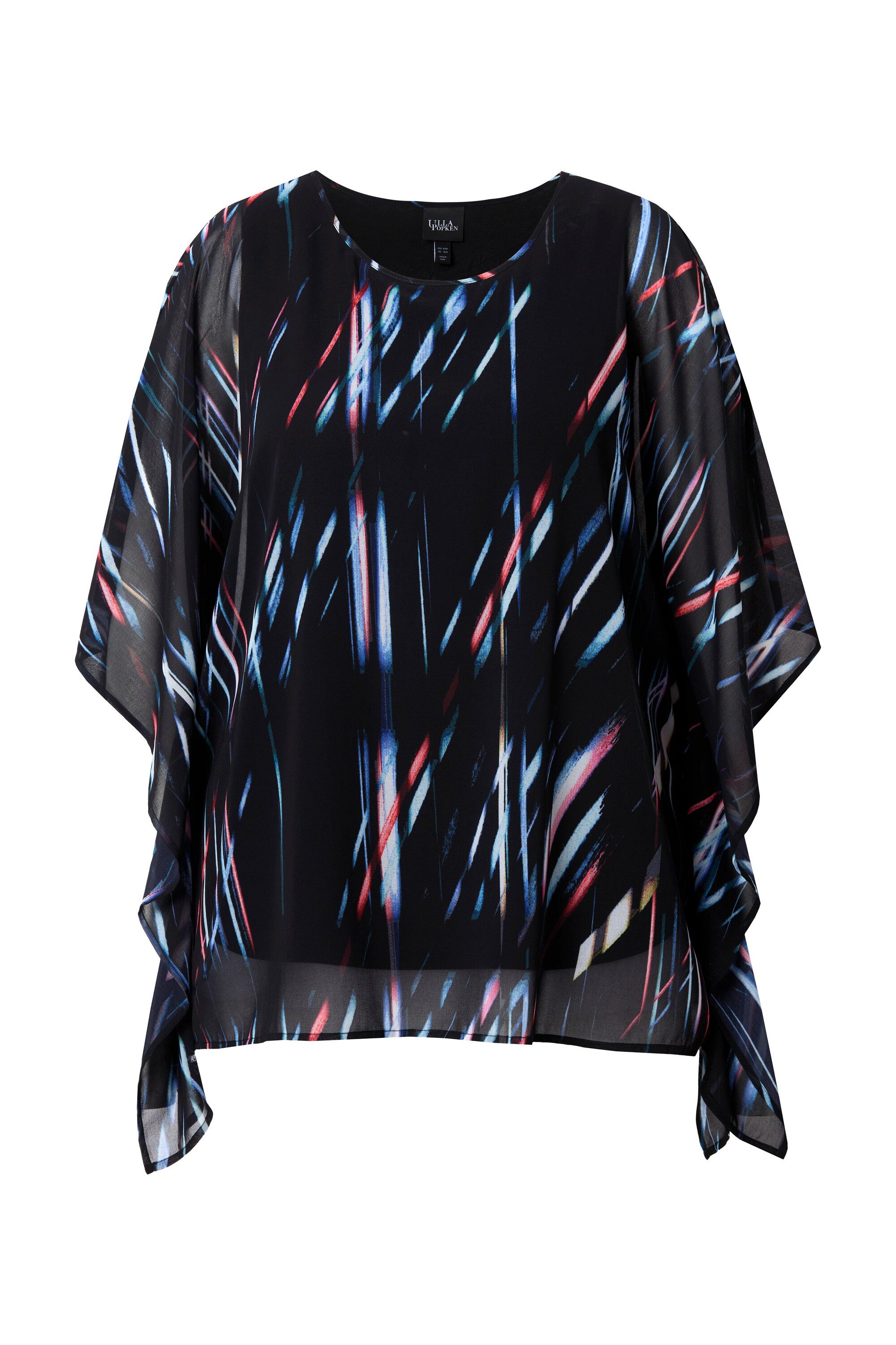 Ulla Popken Tunika Chiffon-Tunika Streifen Oversized Rundhals 3/4-Arm günstig online kaufen