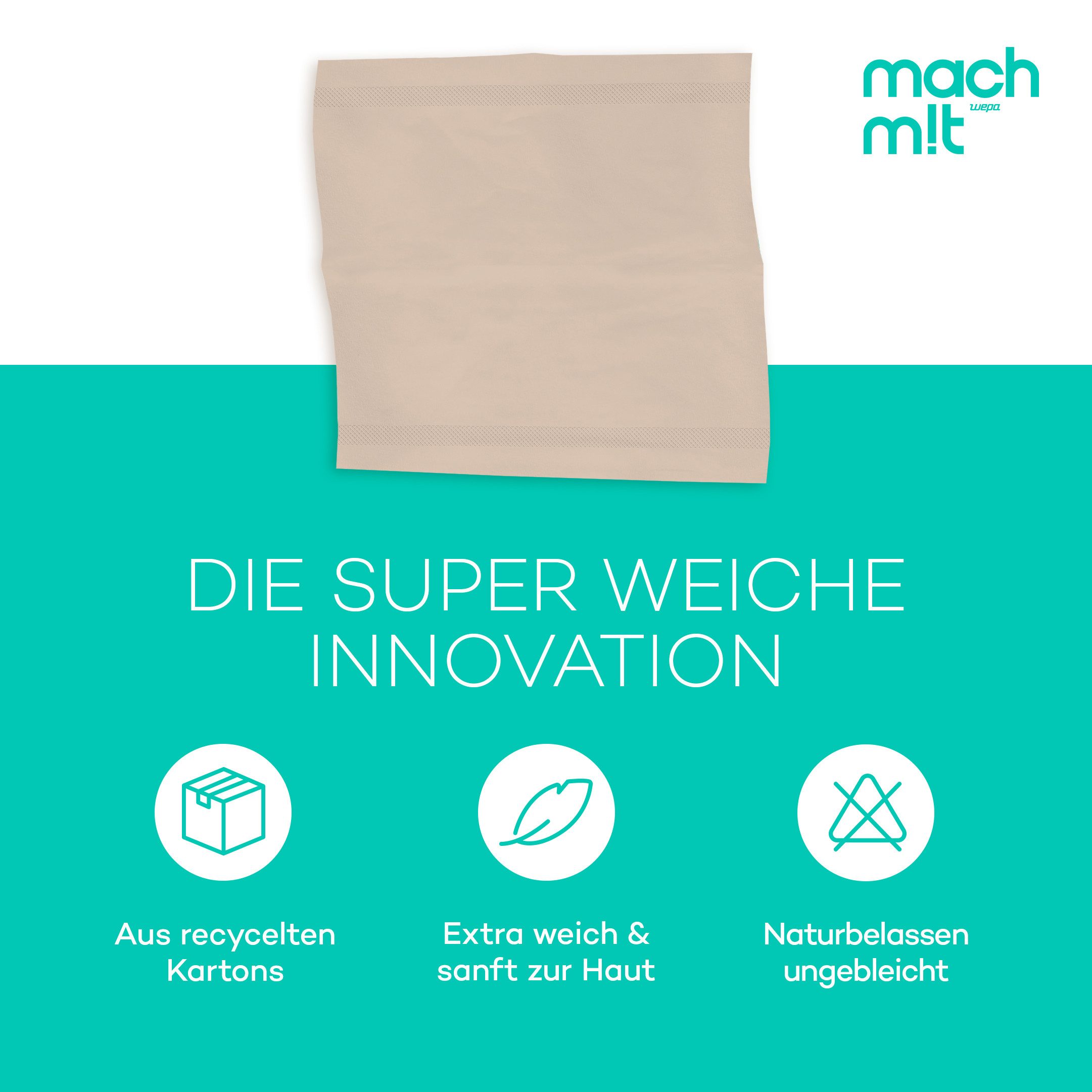 mach m!t Kosmetiktücher 4-lagig - Einzeln (1 Box) oder als Großpackung (24 Boxen) á 100 Tücher (1-St), aus recyceltem Karton