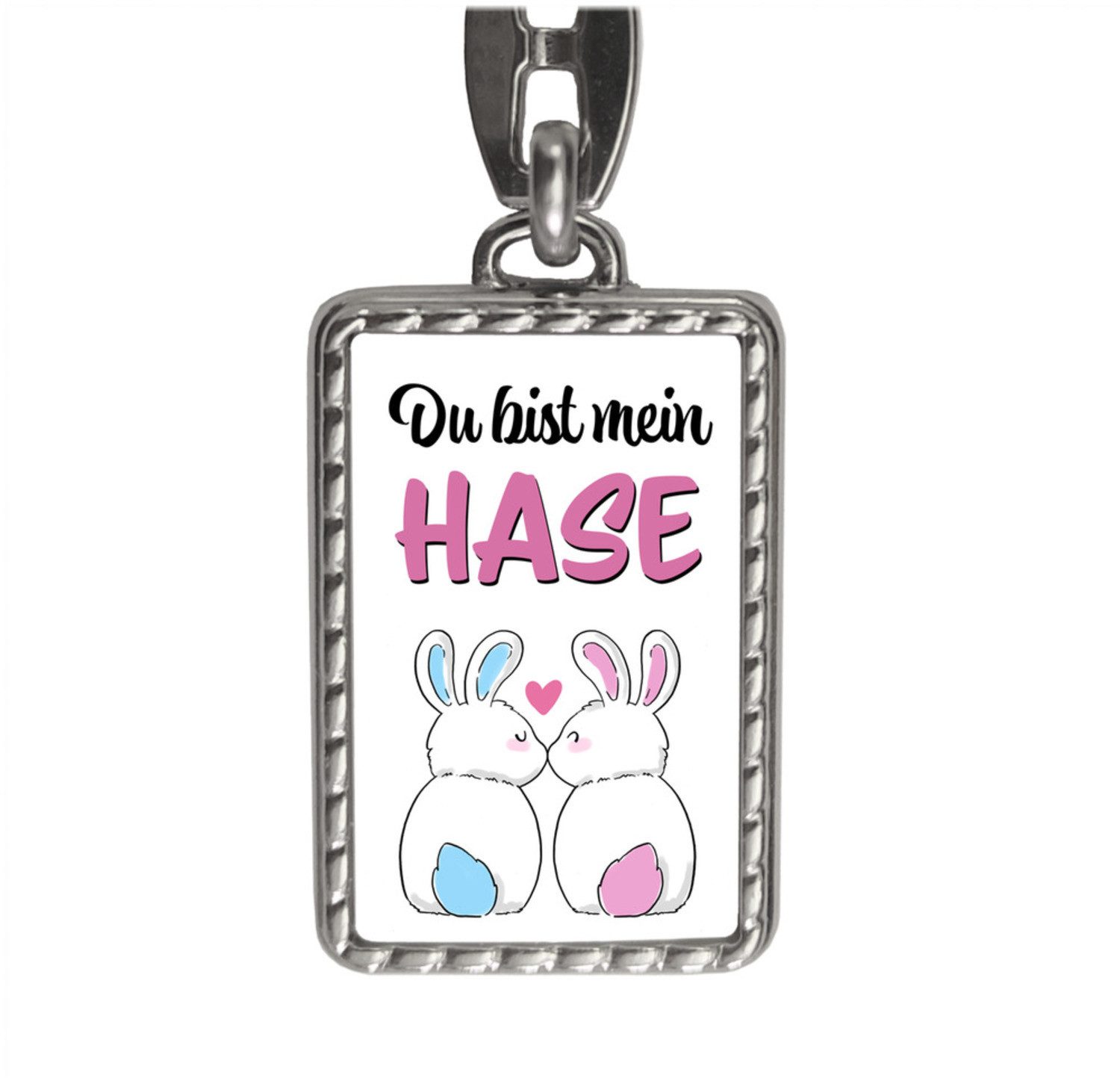 speecheese Schlüsselanhänger Du bist mein Hase Schlüsselanhänger mit Bordüre in rosa
