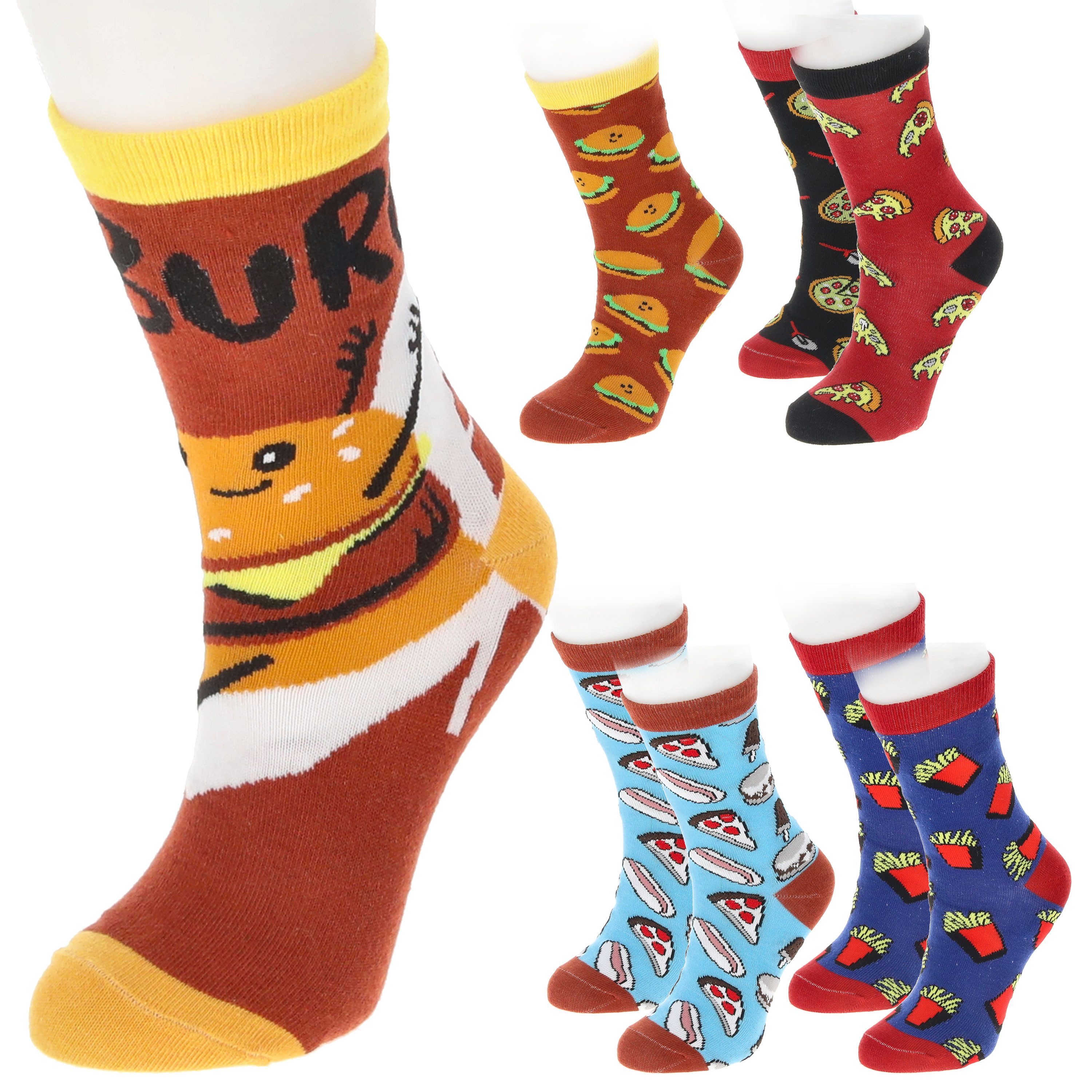 CEPEWA Socken Damensocken Fastfood 4er Pack 36-42 Polyester Baumwolle Elasthan