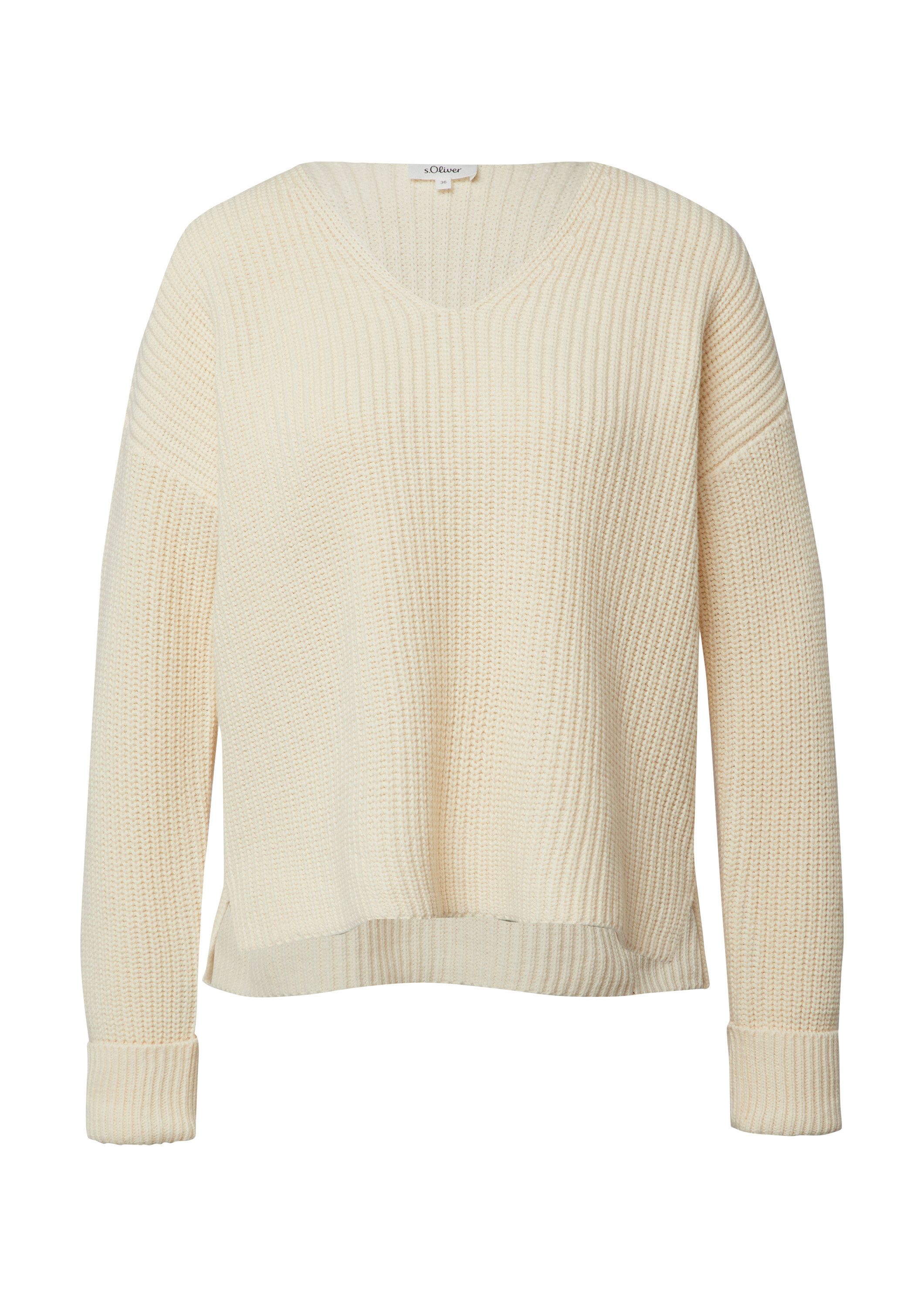 s.Oliver Longpullover Strickpullover Grobstrickpullover mit V-Ausschnitt im günstig online kaufen