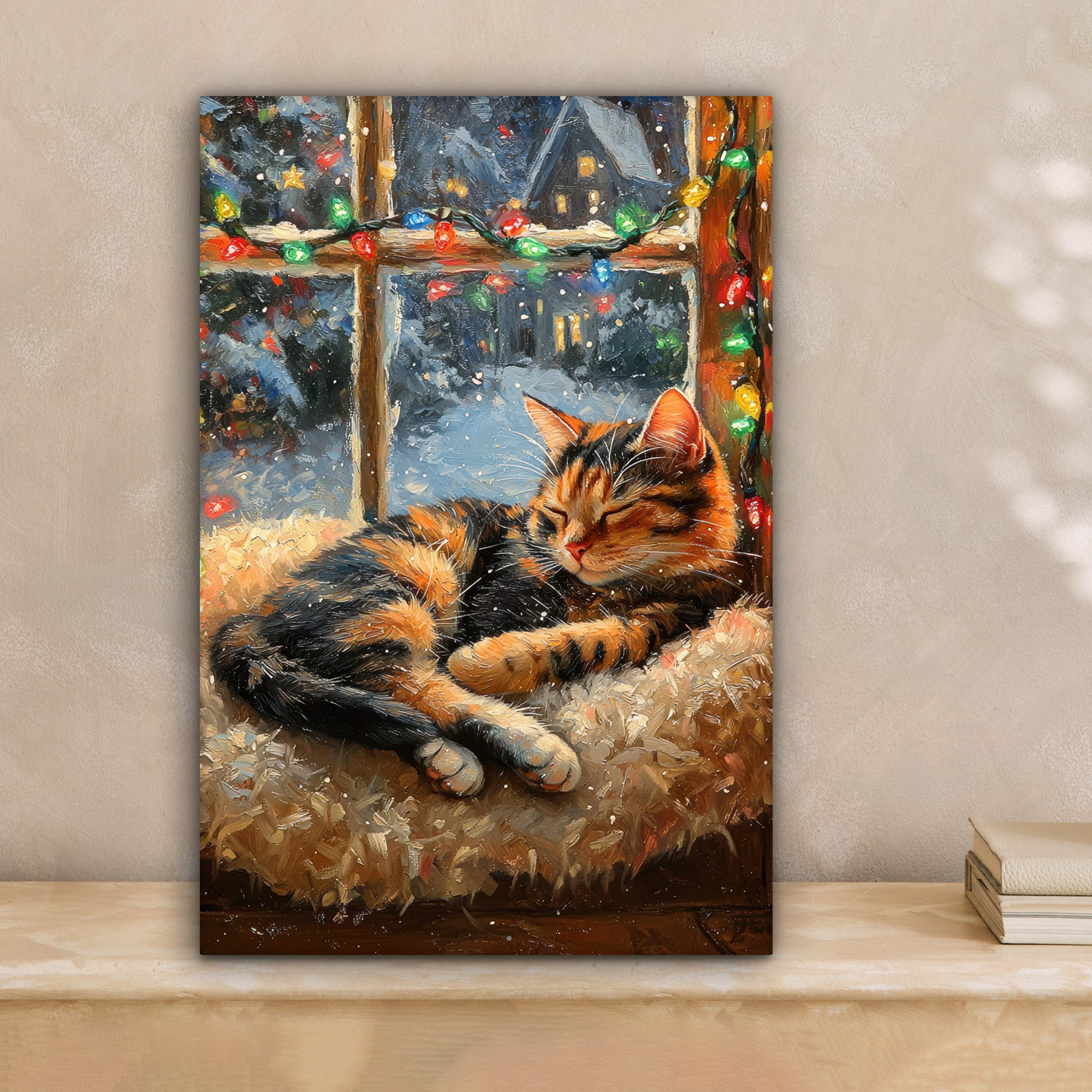 OneMillionCanvasses® Leinwandbild Katze - Weihnachten - Winter - Tier, Foto günstig online kaufen