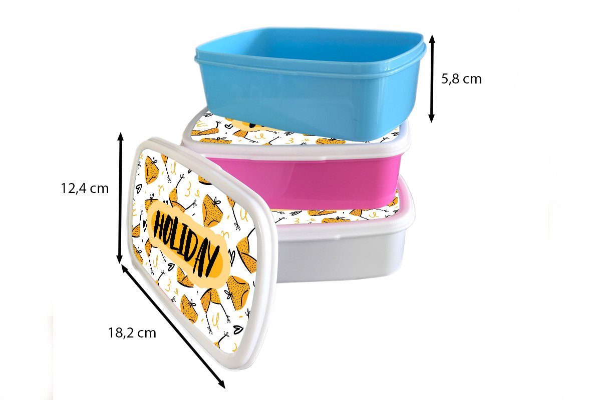 MuchoWow Lunchbox Sommer - Erwachsene, Brotbox - für für (2-tlg), und weiß und Jungs Kinder Mädchen Gelb Brotdose, Bikini, Kunststoff