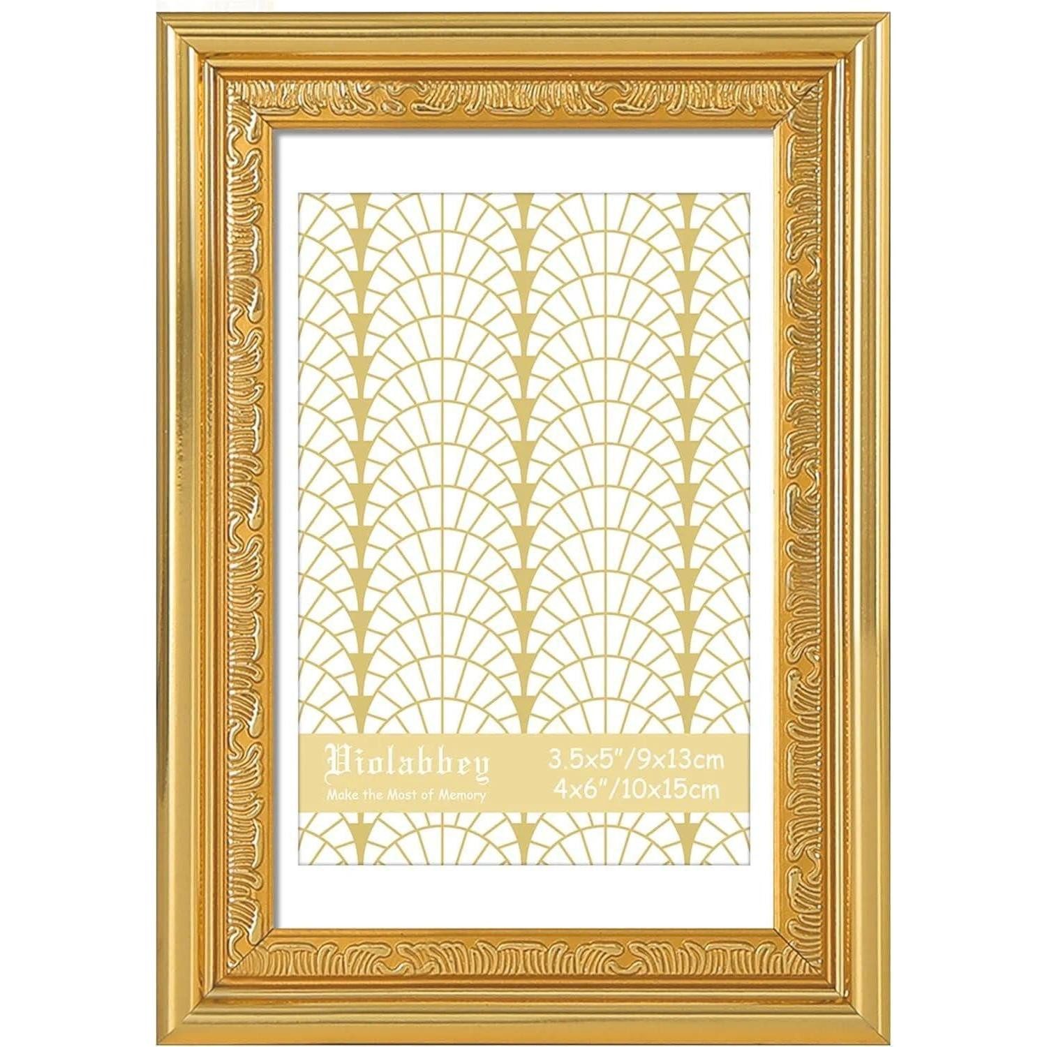 LuxusKollektion Bilderrahmen Bilderrahmen 10x15cm mit Passepartout Hellgolden, (1 St)