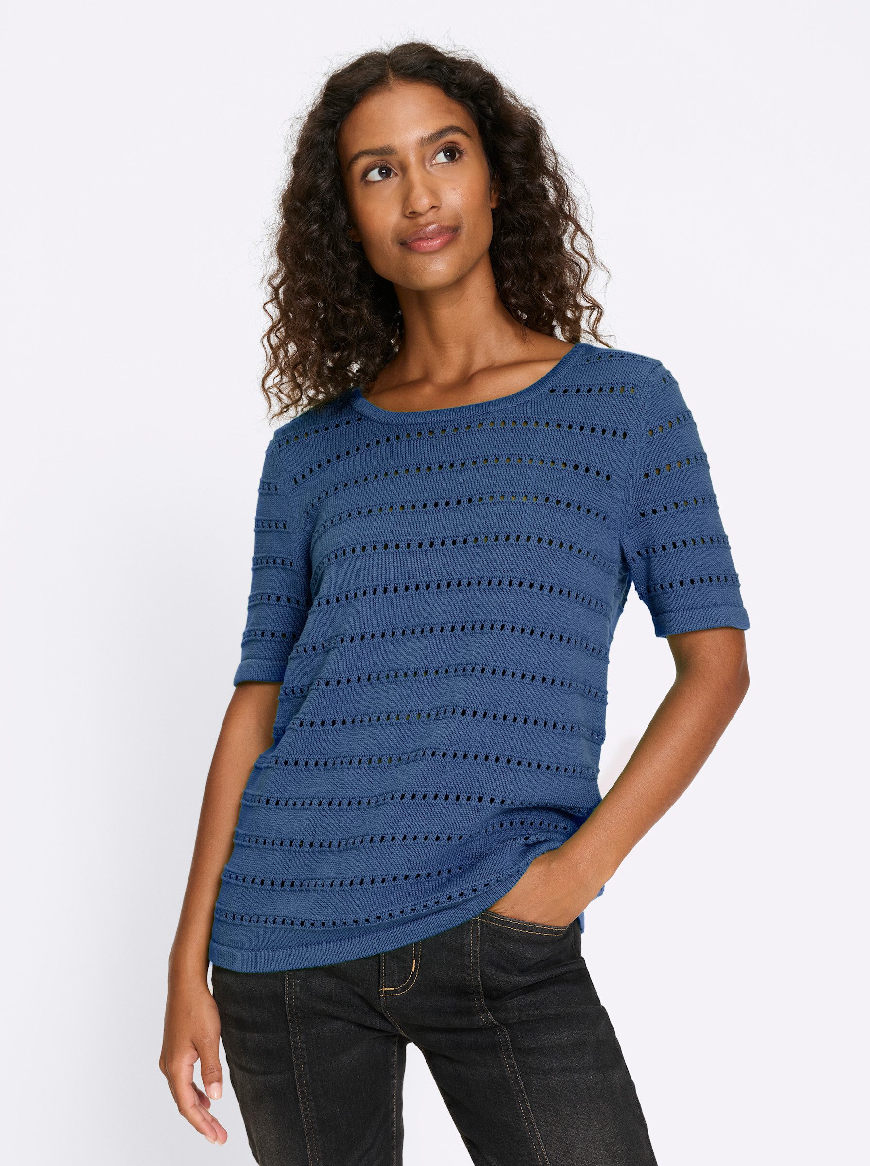 heine Strickpullover Ajour-Pullover Kurzarm Ajour günstig online kaufen