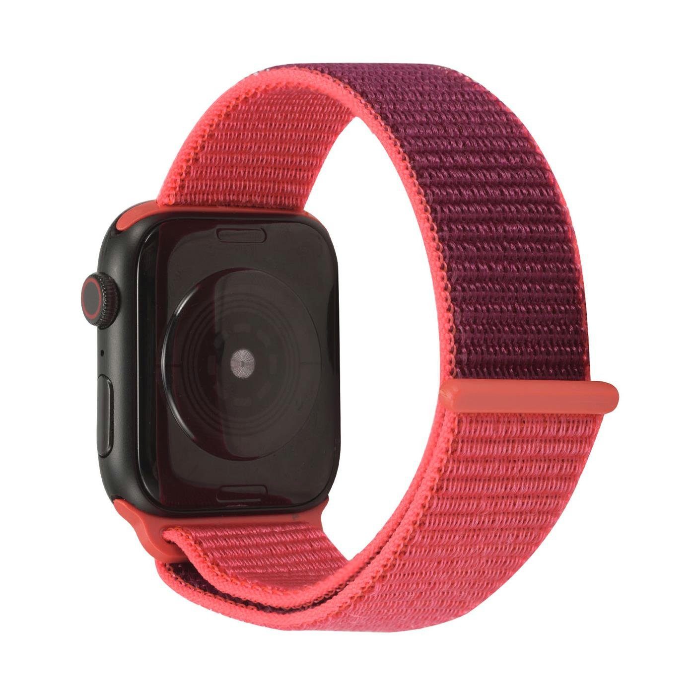 Klettverschluss Rot CoolGadget Watch mit Ersatz Gehäuse, Nylon 45mm Serie Uhren Band mit Smartwatch-Armband Apple für Stoff 7