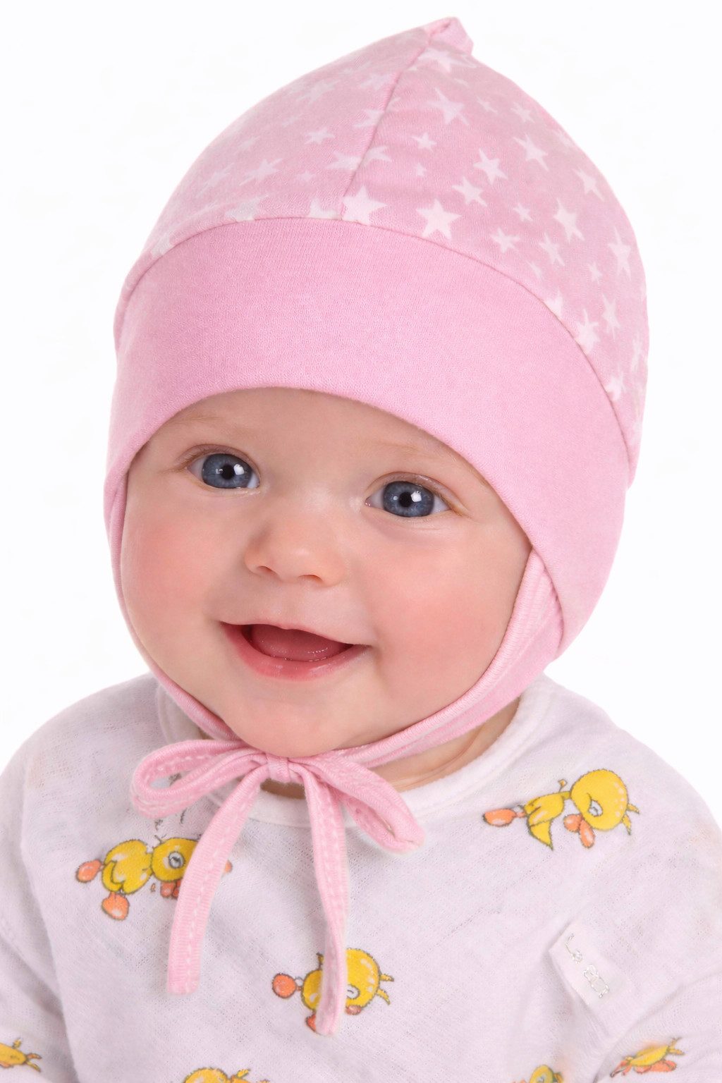 La Bortini Erstlingsmütze Mütze für Neugeborene Babymütze Baby Haube mit Sternchen aus reiner Baumwolle, 32 34 36 38 40 42 44 46