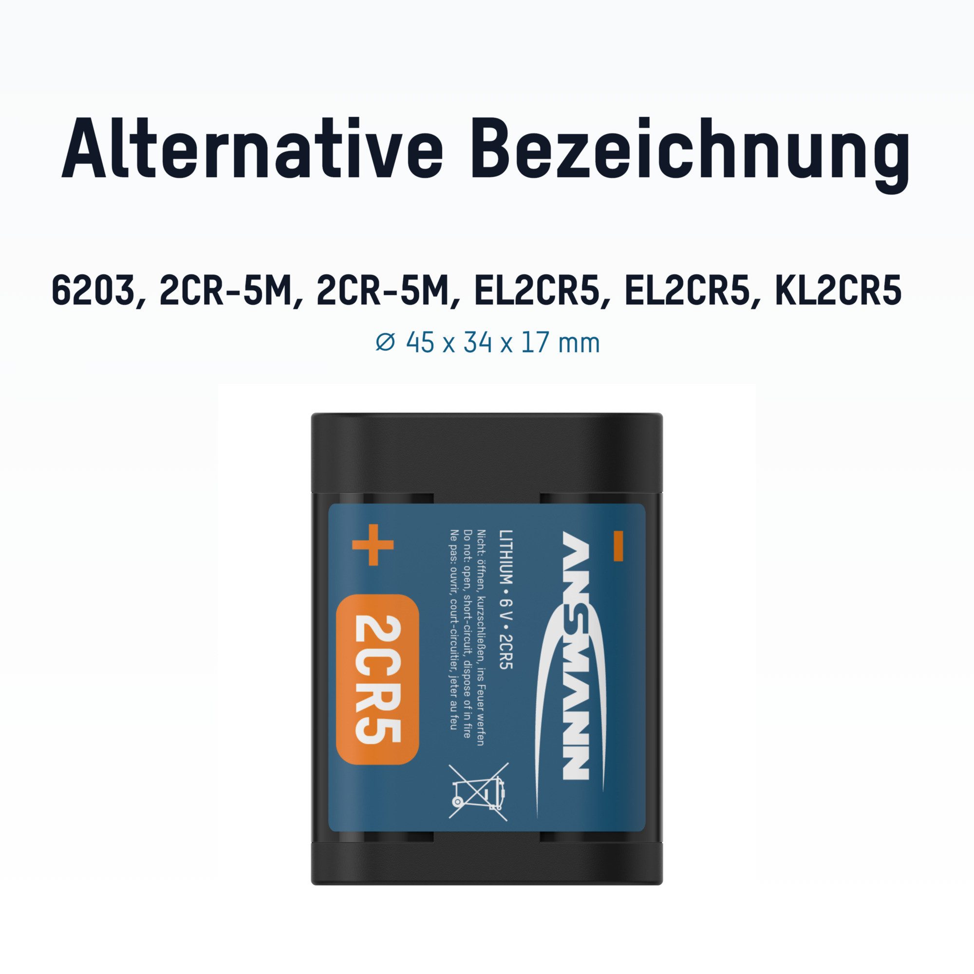 ANSMANN AG Lithium Batterie 2CR5, 6V Li Fotobatterie, langlebig & zuverlässig Batterie