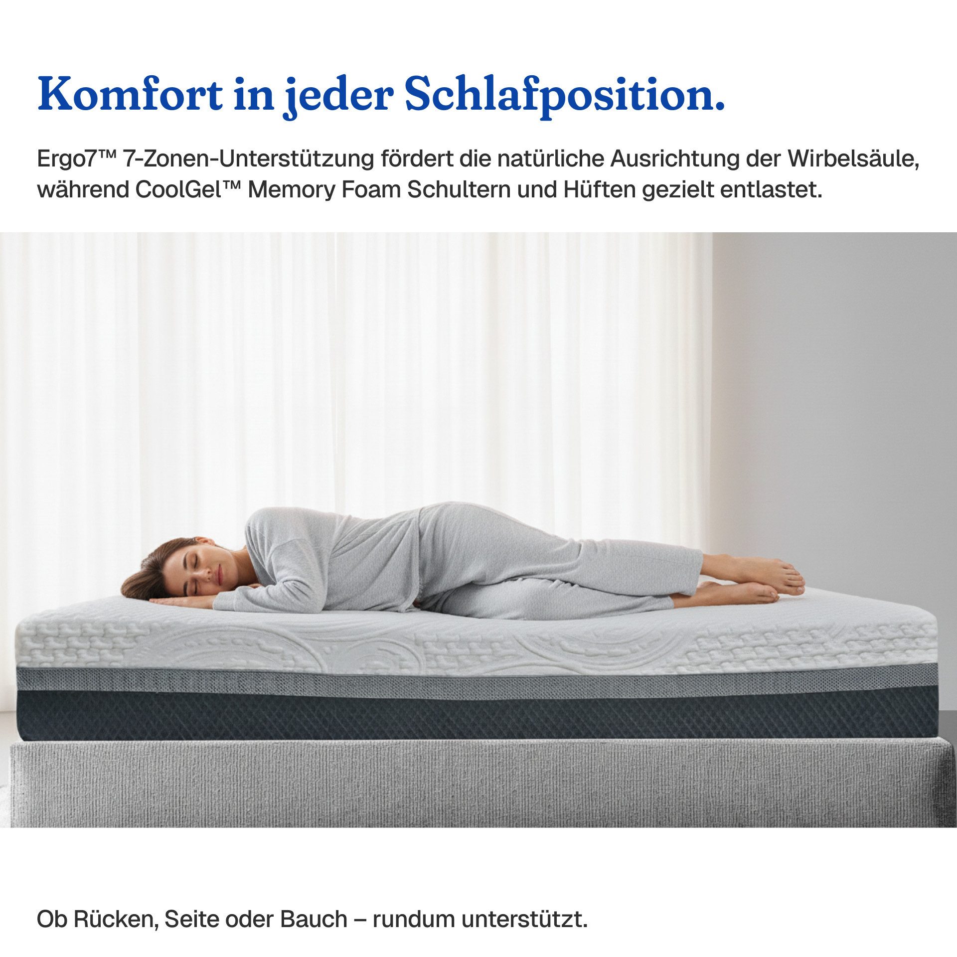 Visco-Matratze Visco Matratze 80x200 cm H3/H4, 7-Zonen Memory Foam & Gelschaum, scarnatti, 27 cm hoch, (Viscomatratze, 2 Komfortseiten, CoolGel), 27 cm hoch, We – Bild 5 von 5