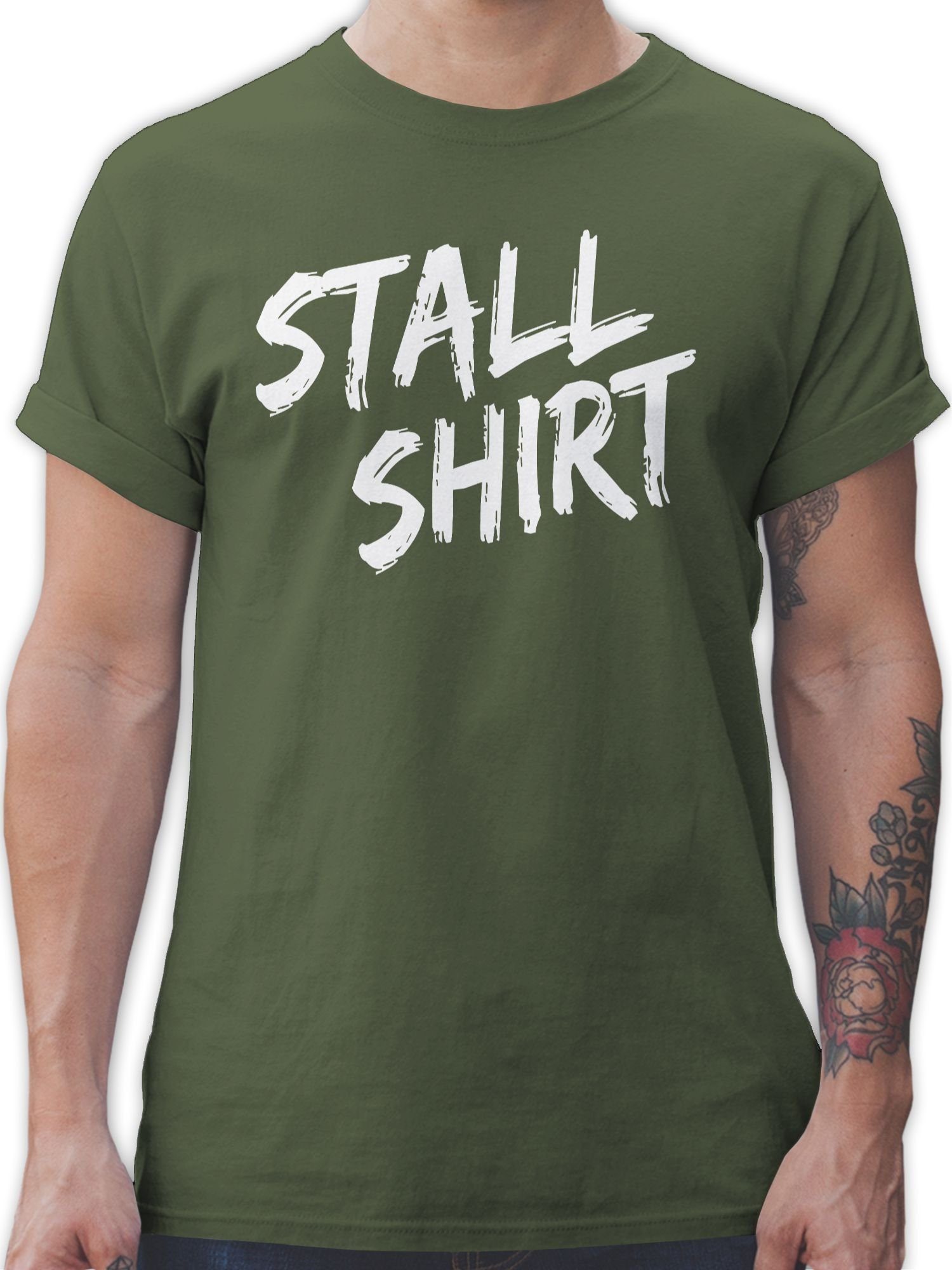 Shirtracer T-Shirt Stallshirt Distressed Pferd 03 Army Grün | T-Shirts