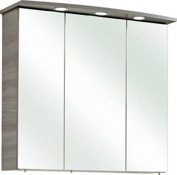 Saphir Spiegelschrank Quickset 916 Badschrank, 3 Spiegeltüren, 6 Einlegeböden, 75 cm breit inkl. LED-Beleuchtung, Türdämpfer, Schalter-/Steckdosenkombination