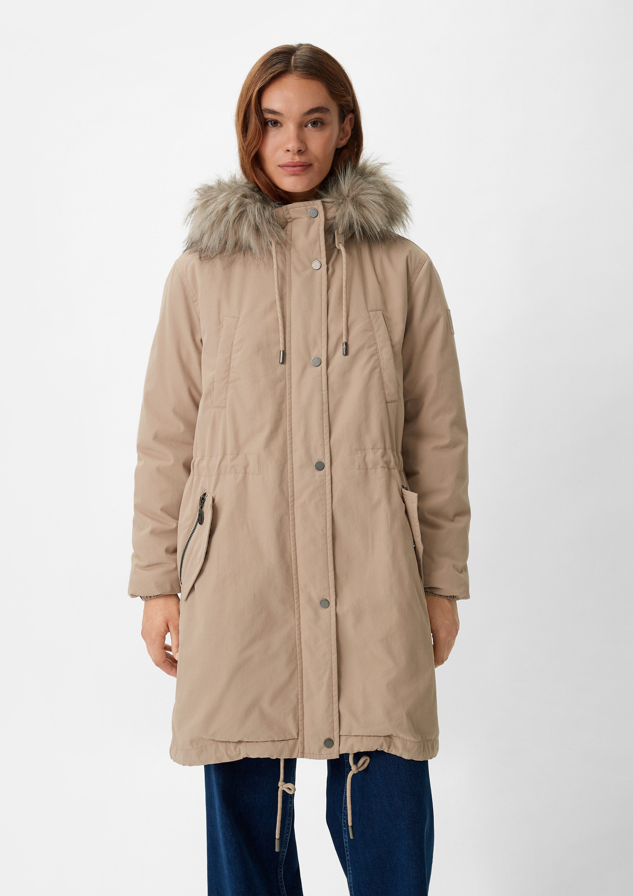 comma Winterjacke Outdoor-Mantel Parka mit abnehmbarem Kunstfell
