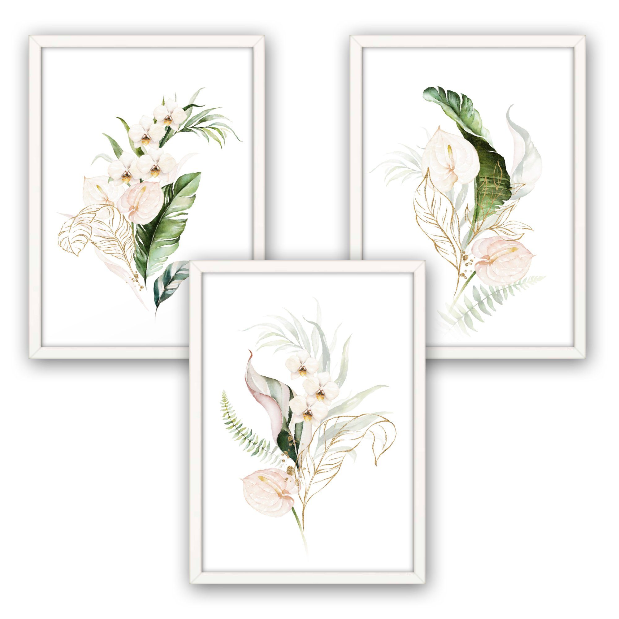 Kreative Feder Poster Weiße Orchideen, Blumen günstig online kaufen