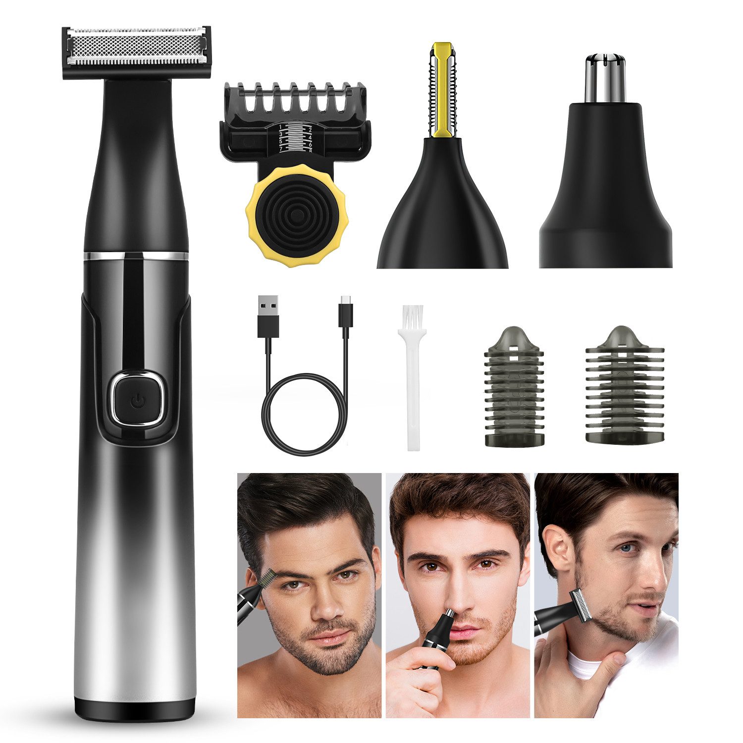 CkeyiN Pro Elektrorasierer 3-in-1 Multifunktions-Rasierer,Körper und Gesicht, Aufsätze: 1, Austauschbare Klinge, Maximale Akkulaufzeit 2 h, Einfache Reinigung, IPX6