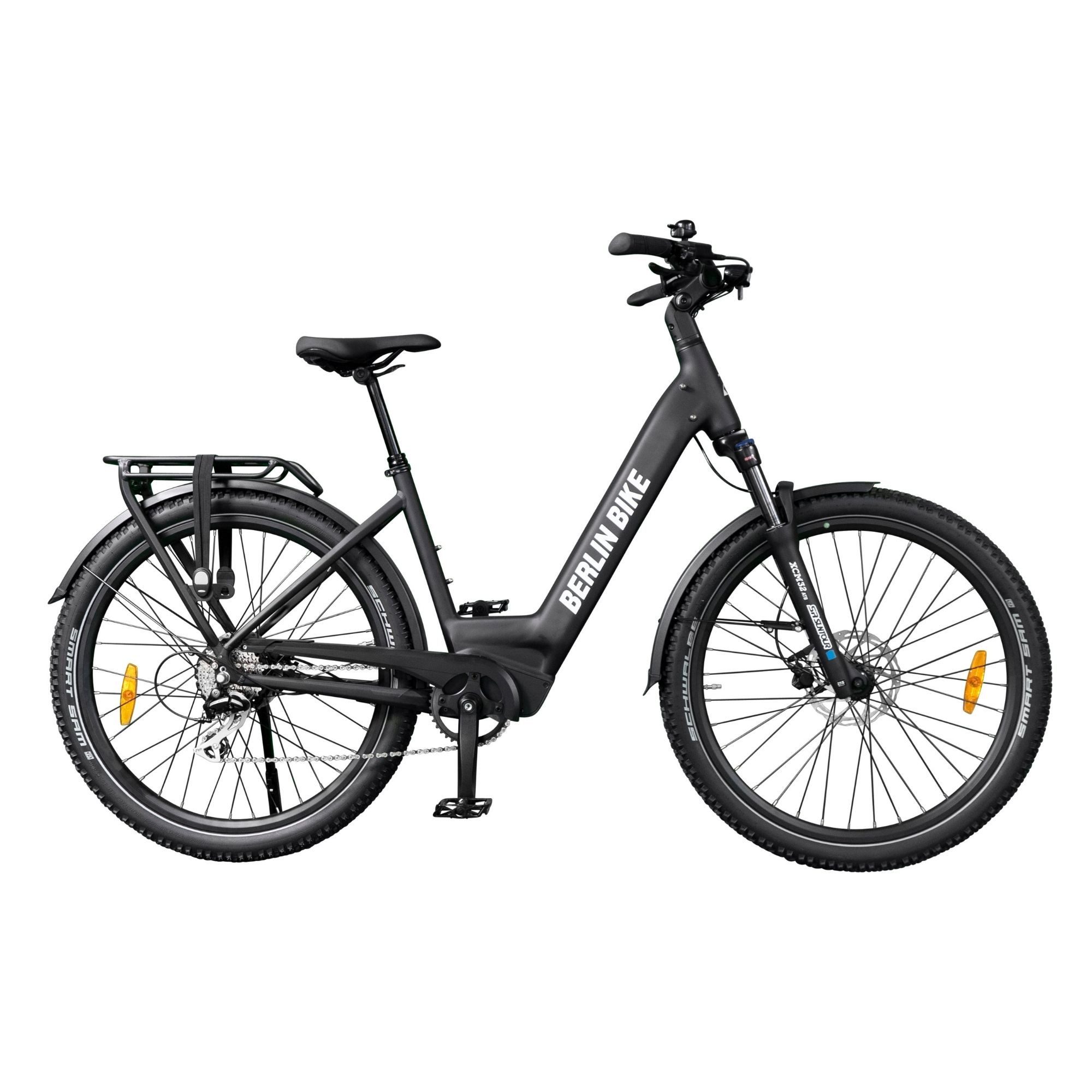 BERLIN BIKE E-Bike Trekkingrad SUV - Gelände, 27.5"x2.35" Reifen, Vollfederung, Reichweite ca.100 km, 8 Gang Shimano, Hinterradmotor, 720 Wh, (Hydraulische Scheibenbremsen, Ideal für Fahrer von 155 cm bis 195 cm Körpergröße), Aluminiumrahmen, Drehmomentsensor, Komfort E-Bike für Damen & Herren