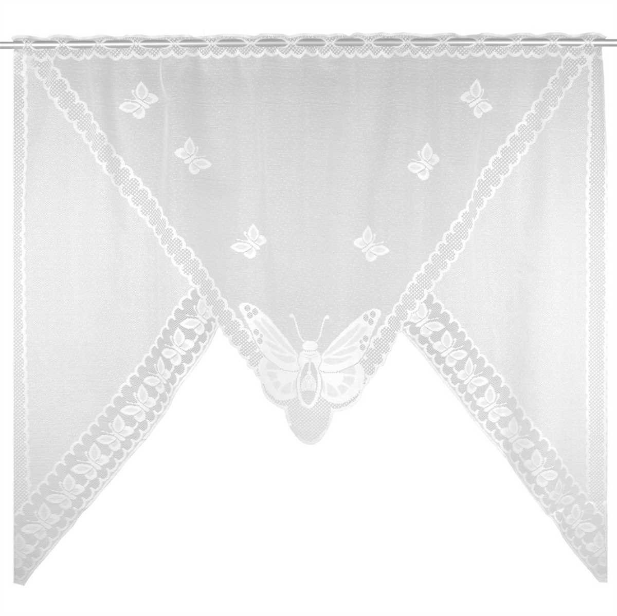 Bistrogardine (BxL) in Spitzenoptik, Vorhang, Stangendurchzug halbtransparent, Arsvita, mit Schmetterling 120cm Stangendurchzug (1 St), x 150cm