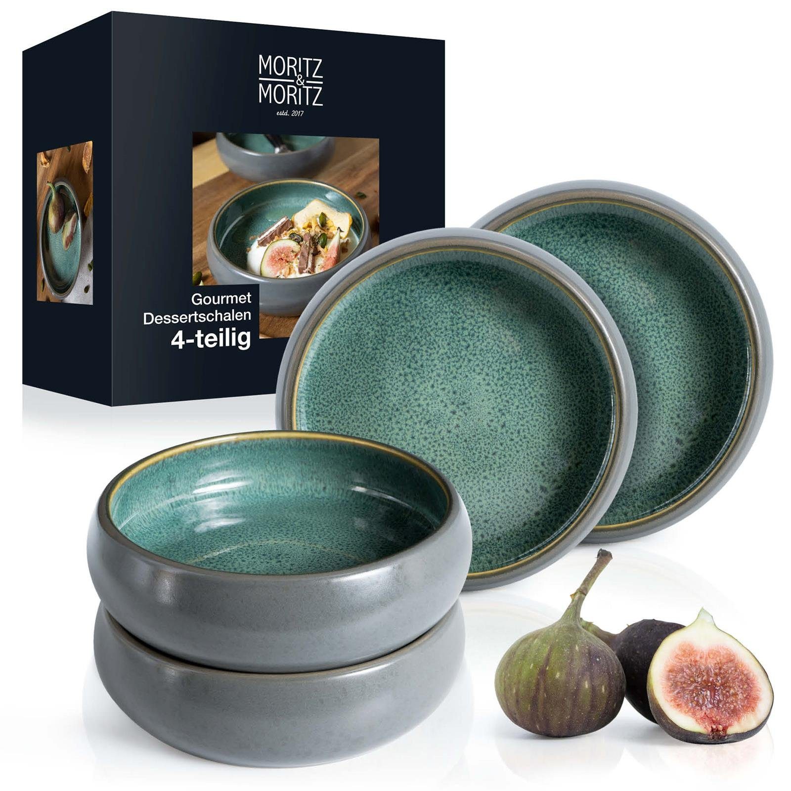 Moritz & Moritz Dessertschale 4tlg Dessert Schale Grün, Steinzeug, (4er Set), Dip Schälchen aus Steinzeug für Dessert. € 49,99