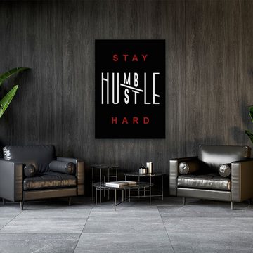 ArtMind XXL-Wandbild Stay humble - Hustle hard, Premium Wandbilder als Poster & gerahmte Leinwand in 4 Größen, Wall Art, Bild, moderne Kunst