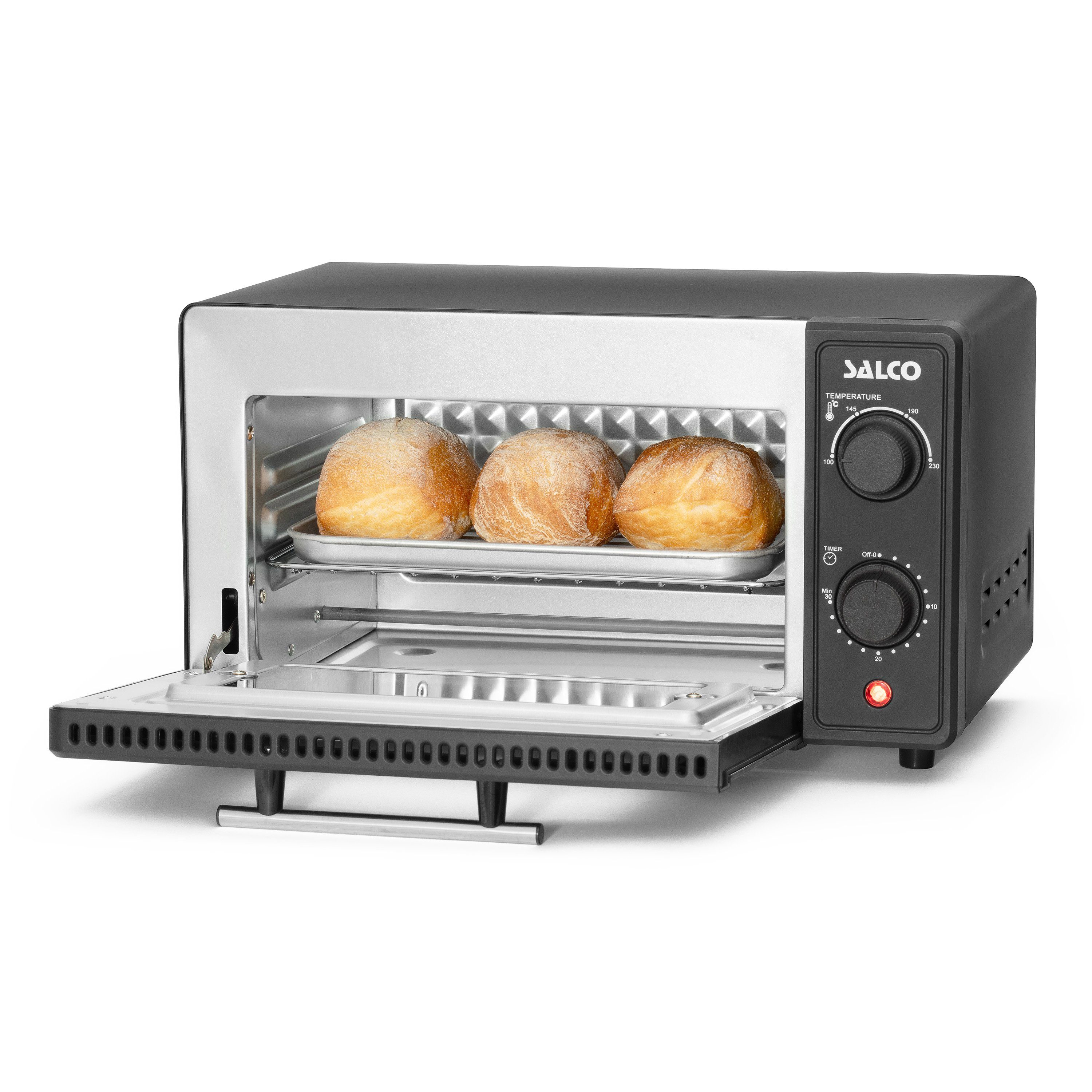 SALCO Minibackofen MB-9001, 9 Liter Backraum, Timer, Abschaltautomatik, mit Alu-Backblech und Rost