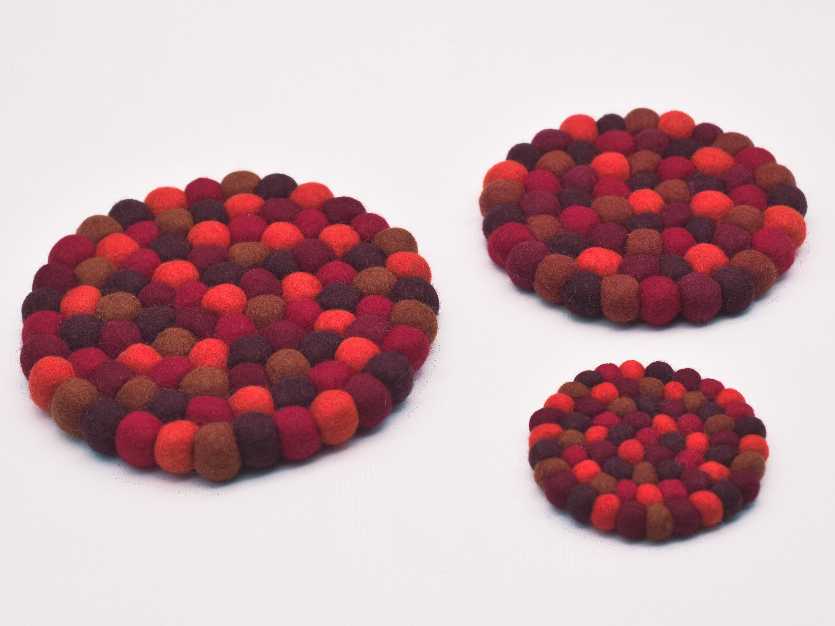Aurelie Blumentopfuntersetzer Filzkugeluntersetzer, Topfuntersetzer, rot, r günstig online kaufen