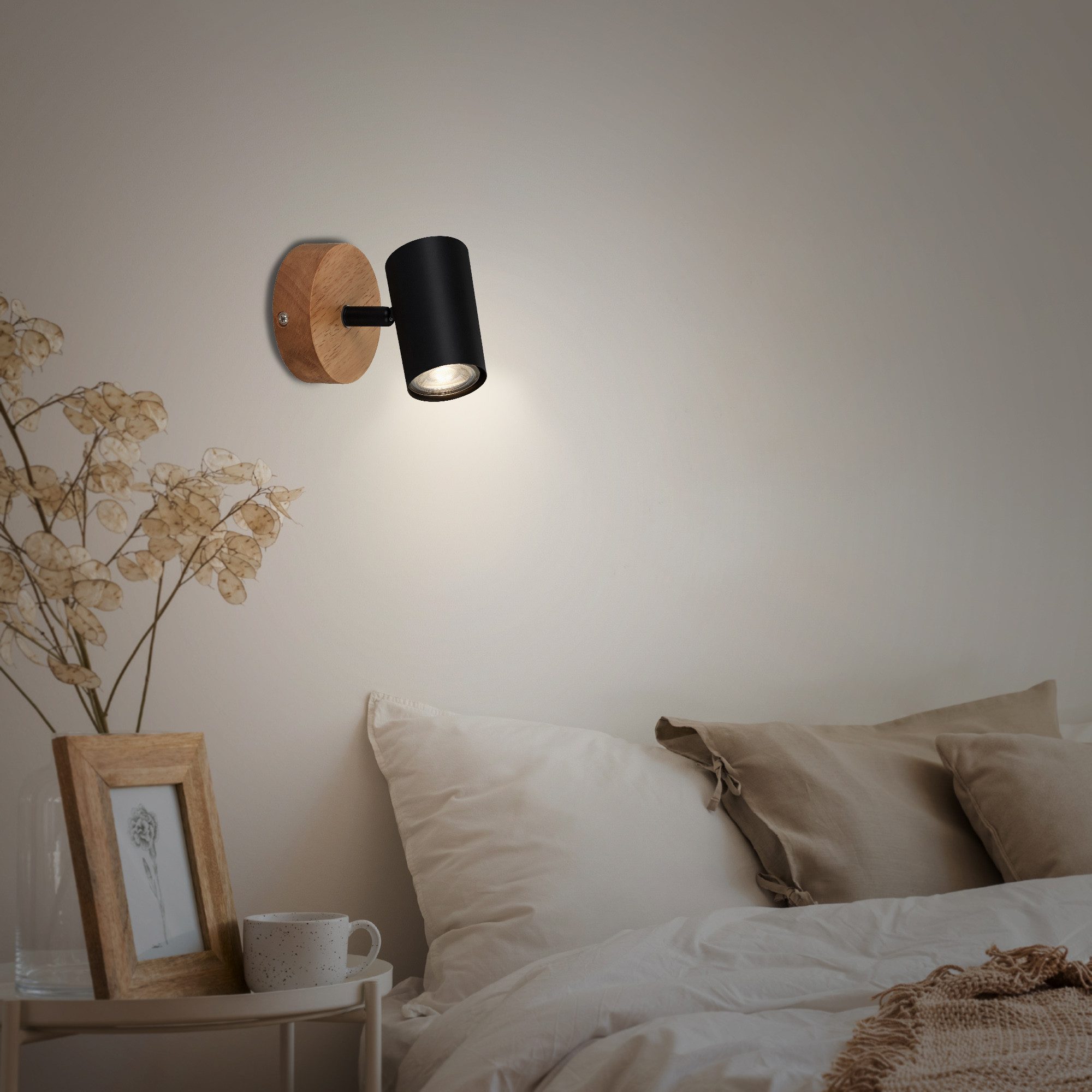 Briloner Leuchten Wandleuchte Wandlampe Extra-Warmweiß Innen Wohnzimmer Flur, ohne Leuchtmittel, 2700K - Extra - Warmweiß, Wandlampe, 9x12cm, Schwarz, max.35W, GU10, Innen, Wohnzimmer, Flur