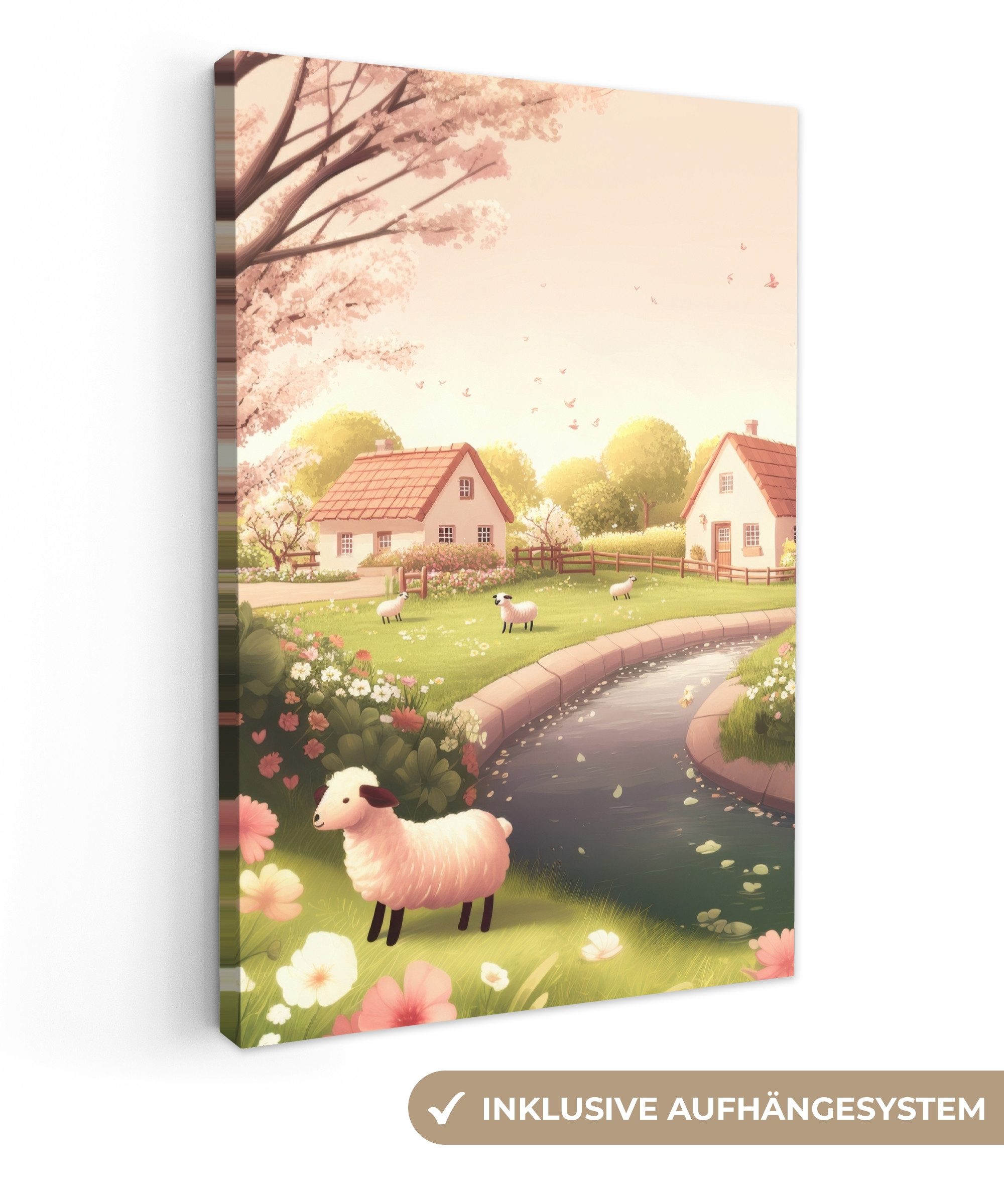 OneMillionCanvasses® Leinwandbild Schafe - Hütte - günstig online kaufen
