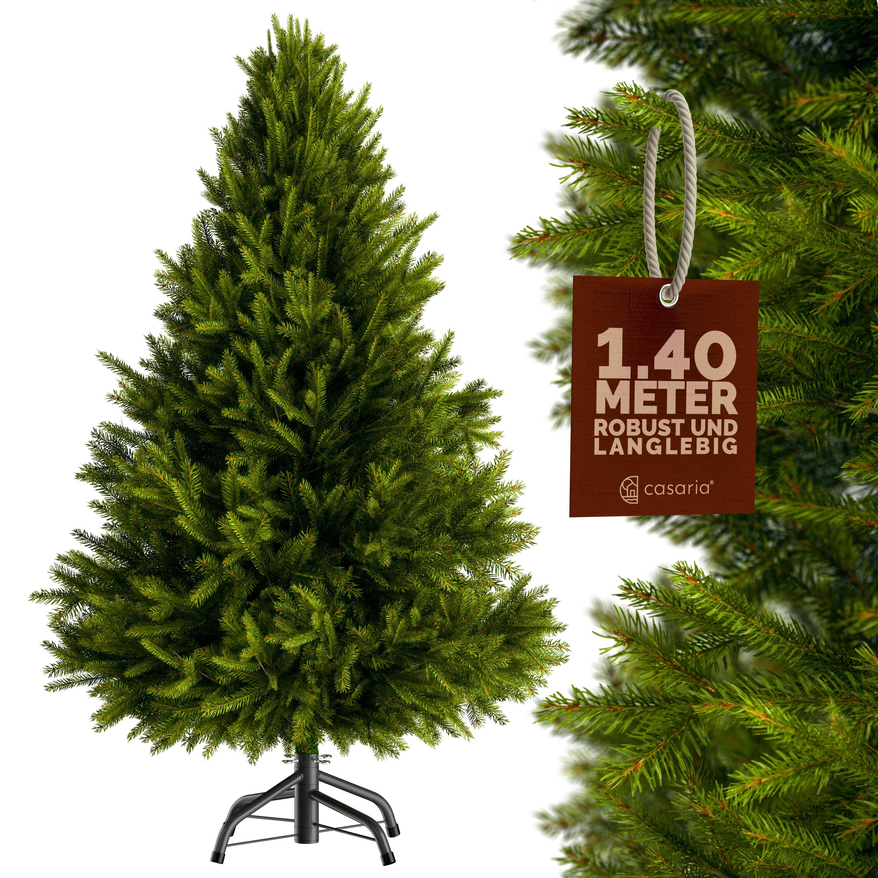 Casaria Künstlicher Weihnachtsbaum, 140 cm Edeltanne mit Metallständer 470 Spitzen Naturgetreu Spritzguss grün