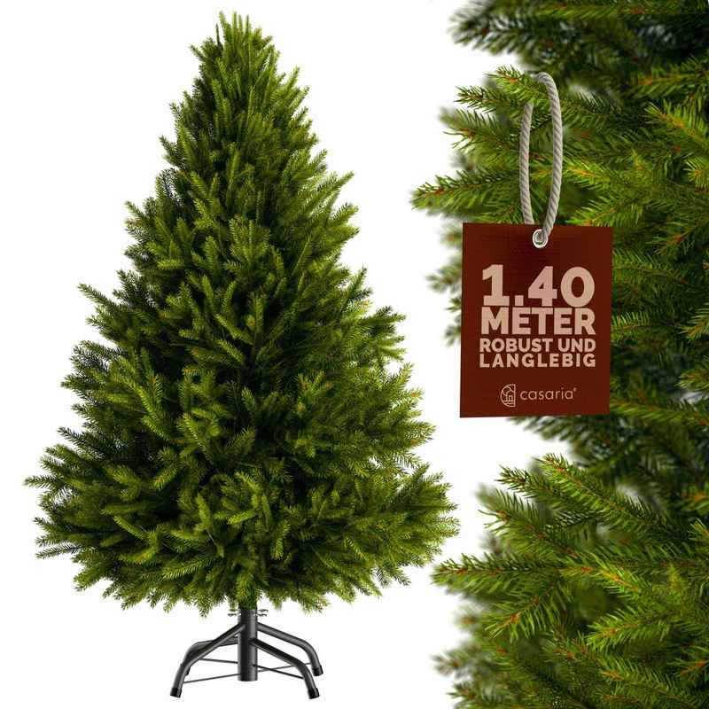 Casaria Künstlicher Weihnachtsbaum, 140 cm Edeltanne mit Metallständer 470 Spitzen Naturgetreu Spritzguss