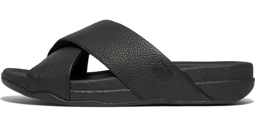Fitflop Surfer Mens Tumbled-Leather Cross Slides Sandale günstig online kaufen