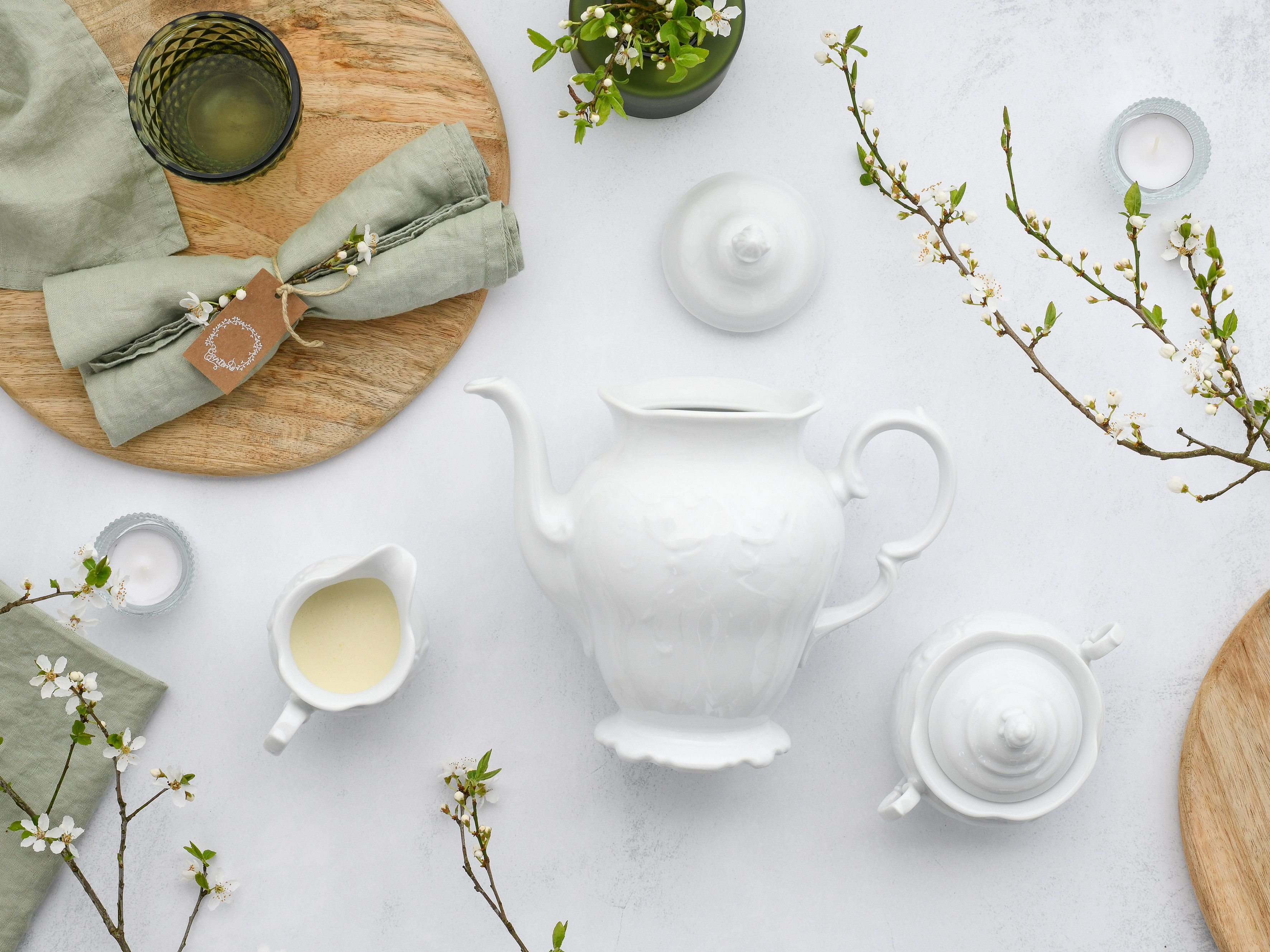 CreaTable Milch- und Zuckerset Frederike Weiss, Kaffeegarnitur 3-tlg. (3-tlg), 1 Personen, Porzellan, Klassisch, Zeitlos