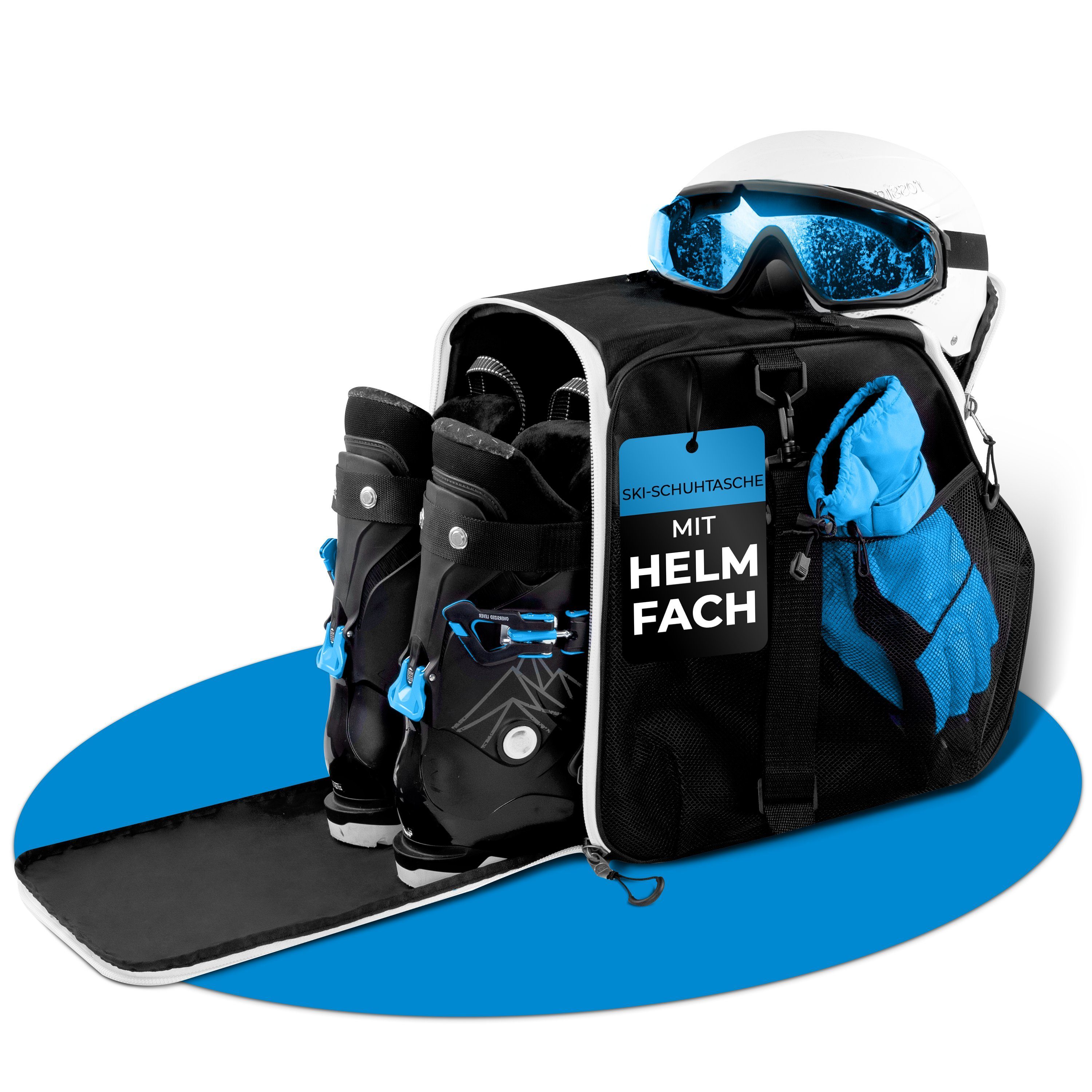 Styngard Skitasche ZERMATT, Skischuhtasche mit Helmfach und Stiefelfach [40 L] Schwarz-Weiß