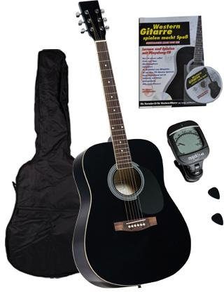 Clifton Westerngitarre Dreadnought Gitarre, Set, Komplettset; mit Stimmgerät,Tasche, Heft und CD